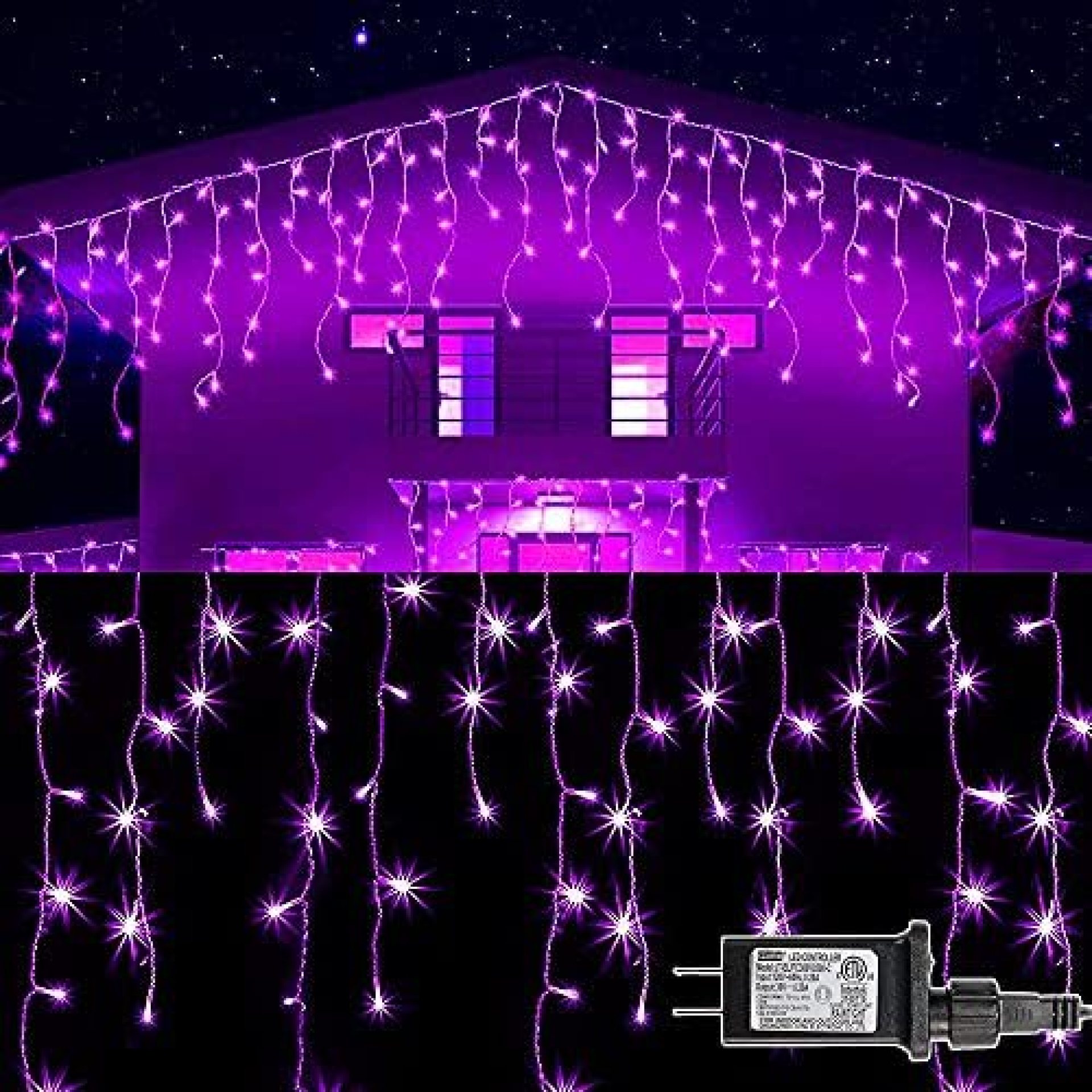 Dazzle Bright 360 LED Icicle String Lights, Light Up Halloween Decorations 8 Modes Fairy Lights for Indoor Outdoor Room Garden Holiday Party (Purple) Dazzle Bright 360 LED Icicle String Lights, Light Up Halloween Decorations 8 Modes Fairy Lights for Indoor Outdoor Room Garden Holiday Party (Purple)