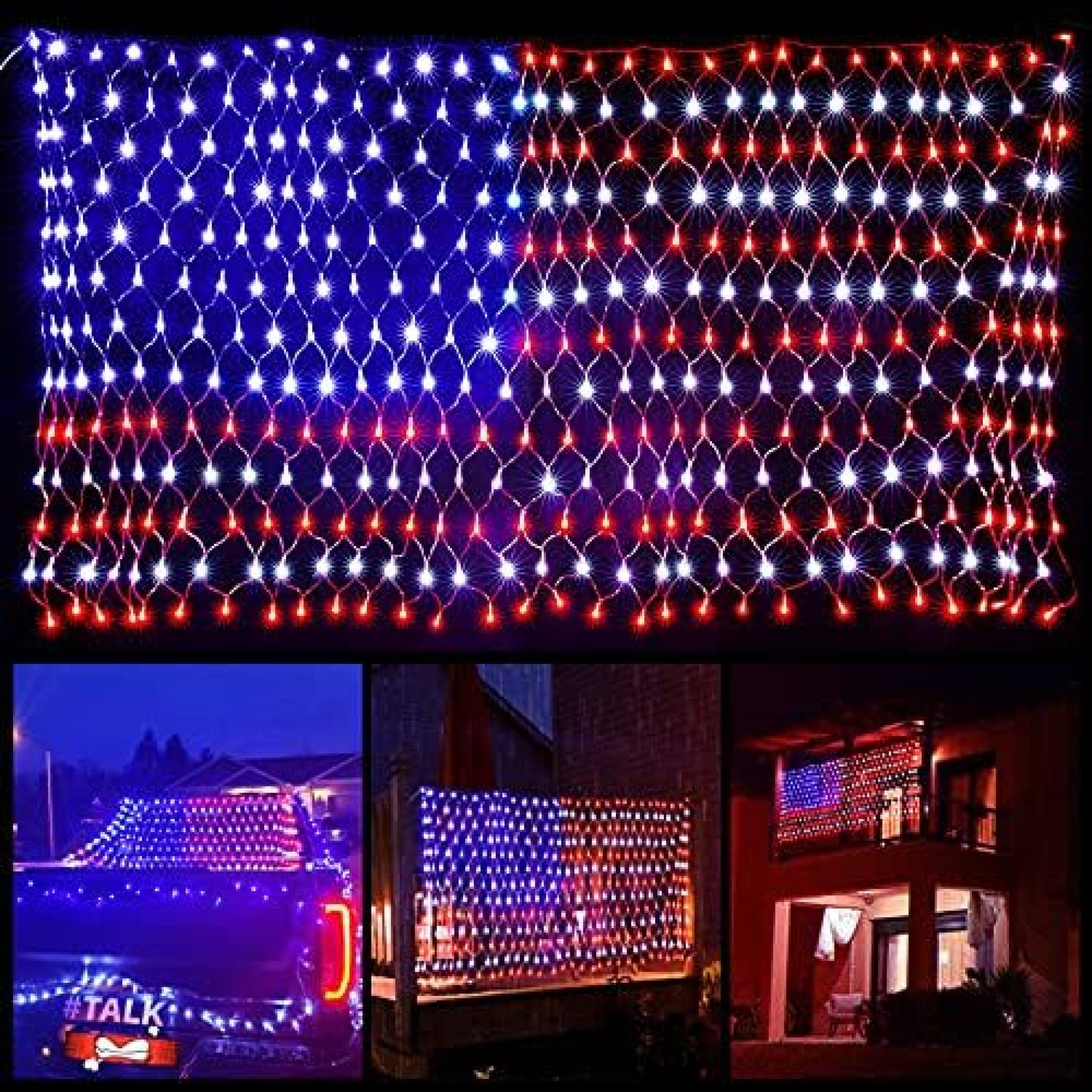 American Flag Lights with 390 Super Bright LEDs and 8 Modes, Waterproof Led Flag Net Light of The United States, LED String Lights for Party National Day Independence Day Memorial Day July 4th Decor American Flag Lights with 390 Super Bright LEDs and 8 Modes, Waterproof Led Flag Net Light of The United States, LED String Lights for Party National Day Independence Day Memorial Day July 4th Decor