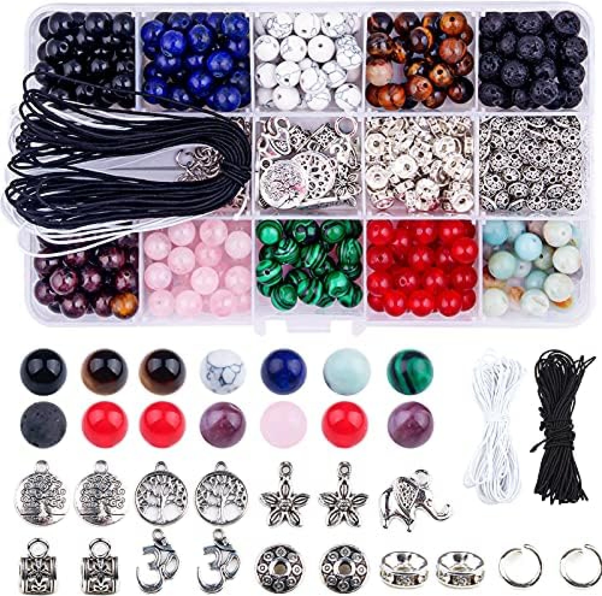 8mm Stone Beads for Jewelry Making Chakra Loose Round Gemstone Kit Silver Spacer Beads and 2 Strings for Making Charm Bracelets Pendants Sold by Zifengcer 8mm Stone Beads for Jewelry Making Chakra Loose Round Gemstone Kit Silver Spacer Beads and 2 Strings for Making Charm Bracelets Pendants Sold by Zifengcer