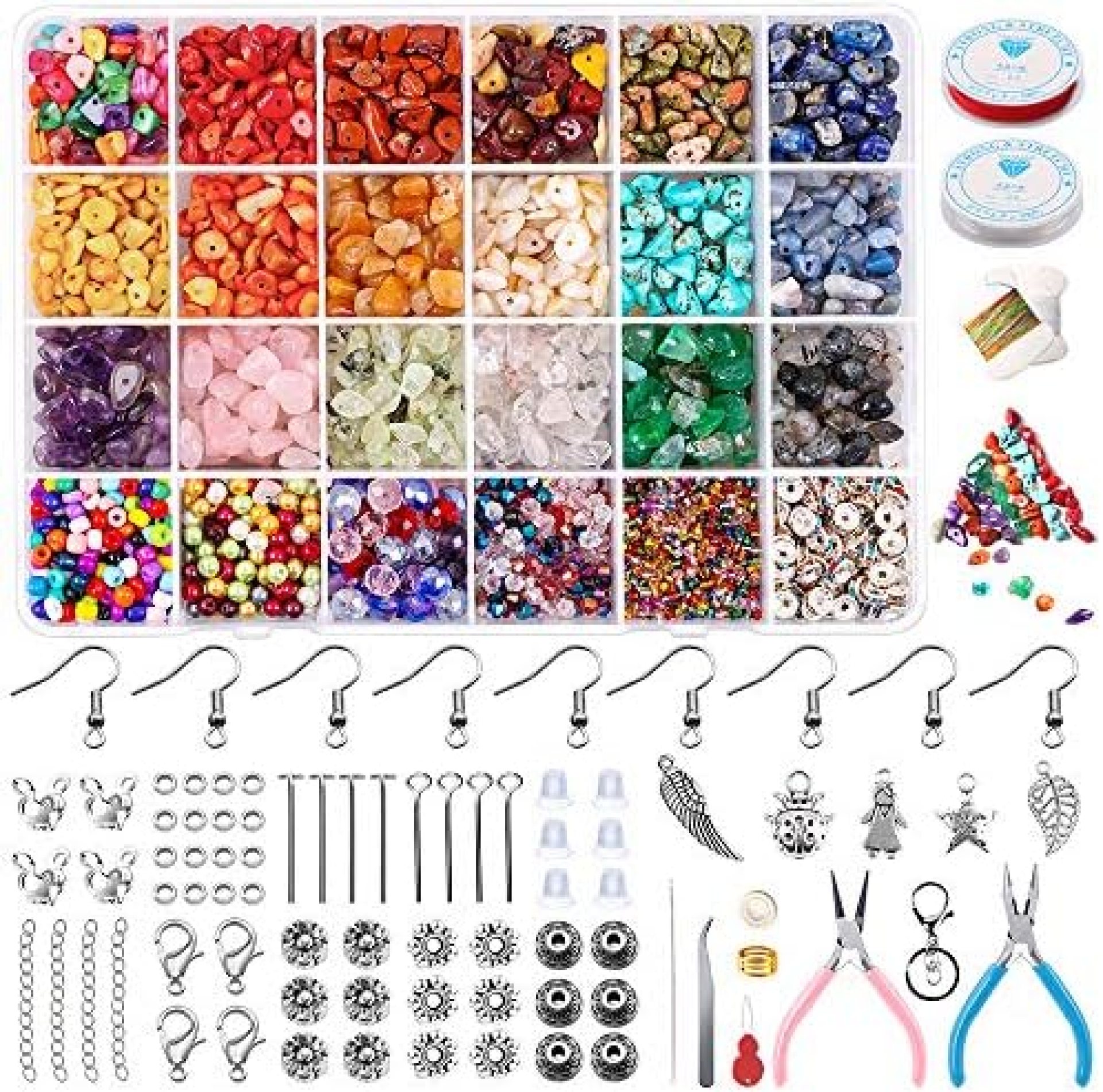 Yholin 3797PCS Crystal Irregular Chip Beads Kit, Natural Gemstone Crushed Stones with Pony Seed Beads,Rondelle Spacer,Earring Hook,Jump Rings,Elastic String for DIY Jewelry Earring Bracelet Making Yholin 3797PCS Crystal Irregular Chip Beads Kit, Natural Gemstone Crushed Stones with Pony Seed Beads,Rondelle Spacer,Earring Hook,Jump Rings,Elastic String for DIY Jewelry Earring Bracelet Making
