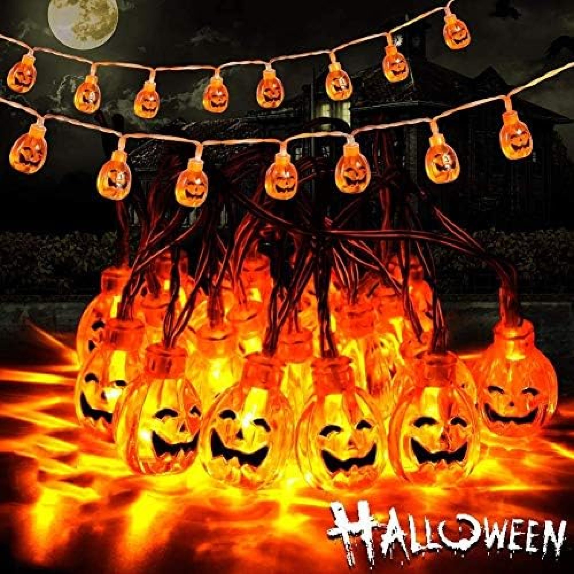 AODINI Halloween Decor Pumpkin String Lights, 13 feet 30 LEDs Battery Operated Halloween Light, Outdoor Halloween Decoration for Patio, Garden, Gate, Yard (IP65 Waterproof,Warm White) AODINI Halloween Decor Pumpkin String Lights, 13 feet 30 LEDs Battery Operated Halloween Light, Outdoor Halloween Decoration for Patio, Garden, Gate, Yard (IP65 Waterproof,Warm White)