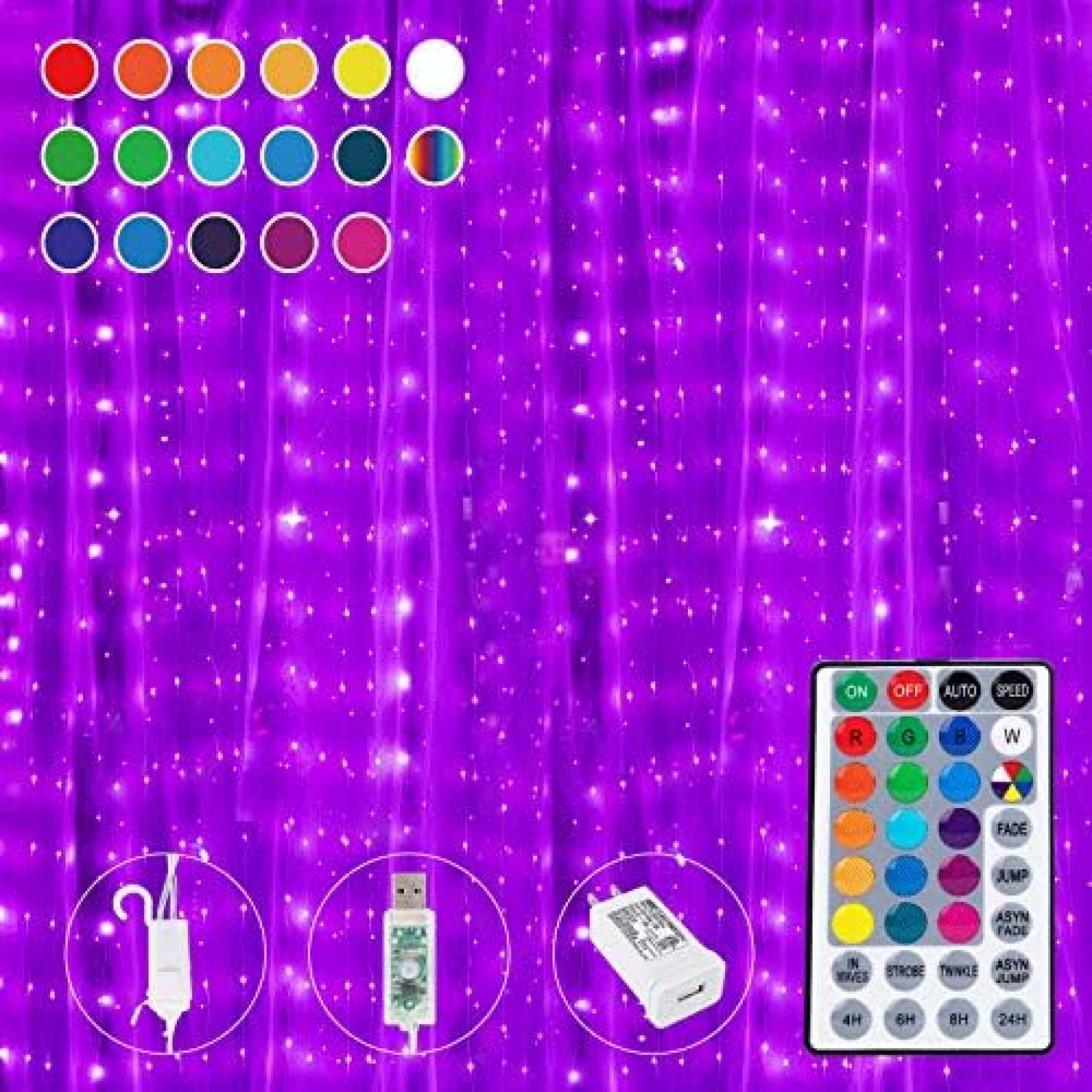 16 Colors Changing Curtain Lights, 300 LED 9.8 X 8.8 Feet Lighted, 7 Modes with Remote, Backdrop Wall Window Hanging Dripping Twinkle Fairy String Lights for Bedroom Dorm Party Valentine’s Day Decor 16 Colors Changing Curtain Lights, 300 LED 9.8 X 8.8 Feet Lighted, 7 Modes with Remote, Backdrop Wall Window Hanging Dripping Twinkle Fairy String Lights for Bedroom Dorm Party Valentine’s Day Decor