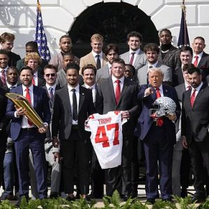 Joe McGuire: The son of one of Australia’s most famous sports figures joins Donald Trump as ceremony goes VERY wrong at the White House – so can you spot him? Joe McGuire: The son of one of Australia’s most famous sports figures joins Donald Trump as ceremony goes VERY wrong at the White House – so can you spot him?