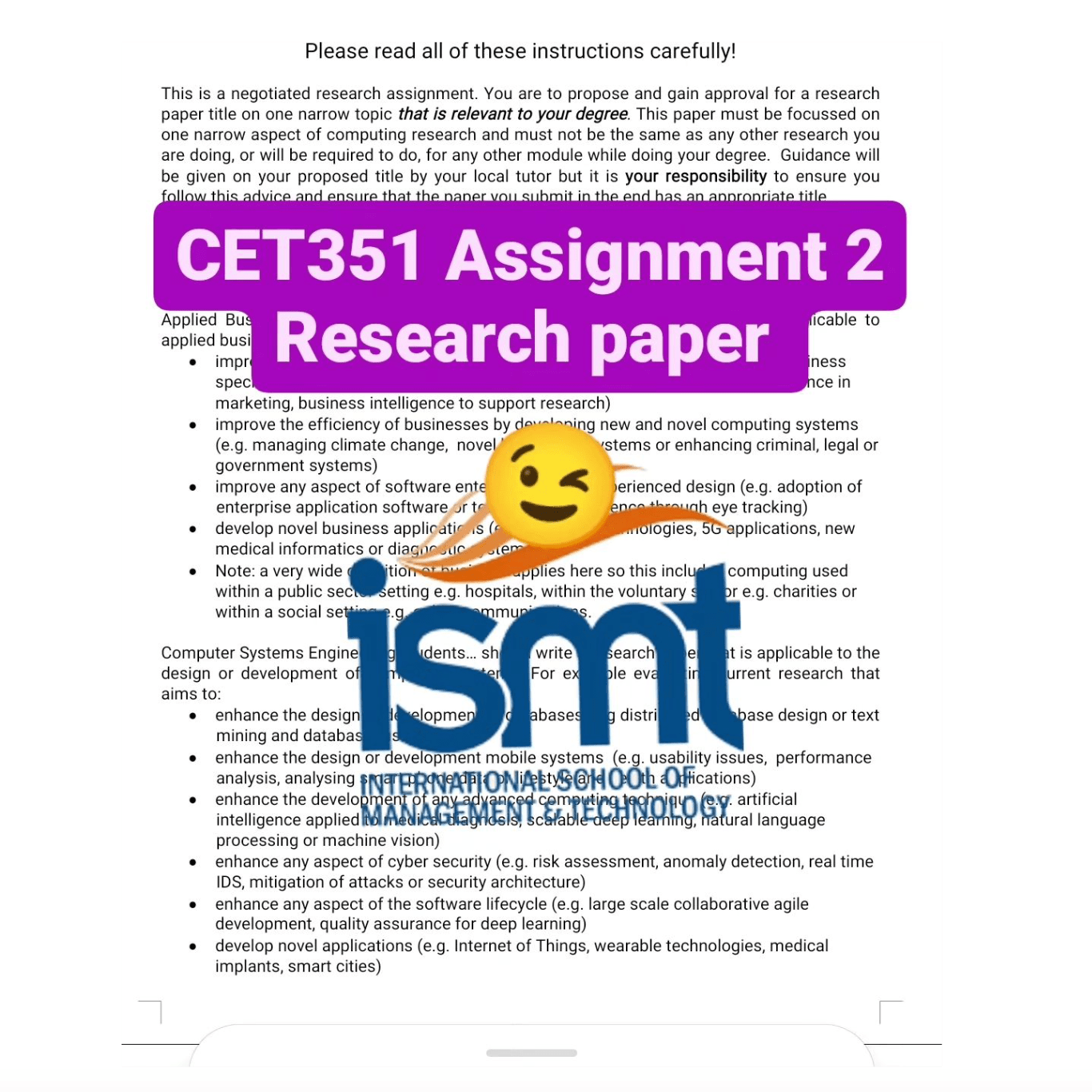 CET351 Assignment 2: Research Paper – ISMT CET351 Assignment 2: Research Paper – ISMT