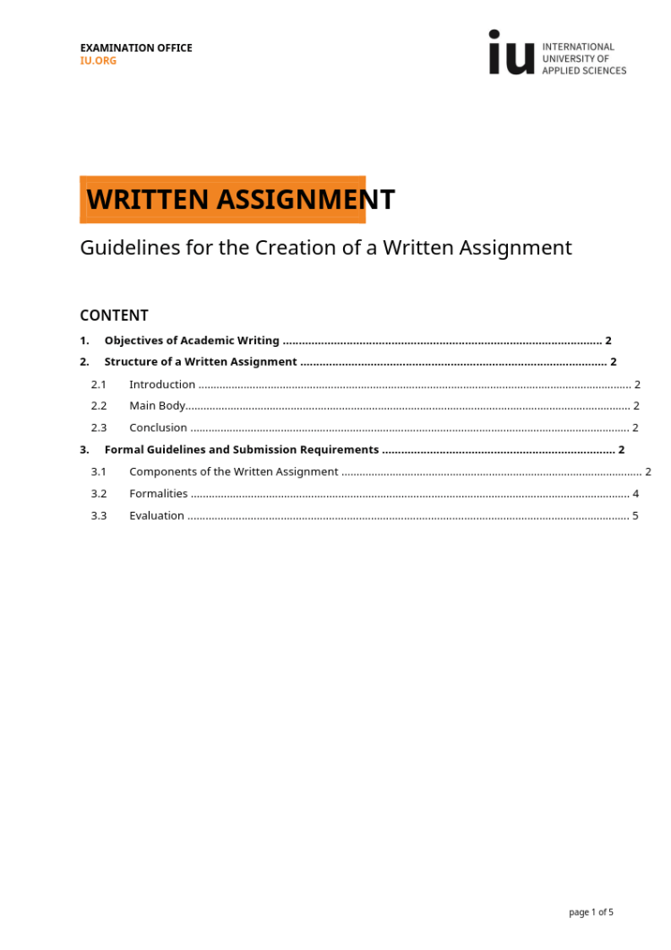 Guidelines_Written Assignment Guidelines_Written Assignment