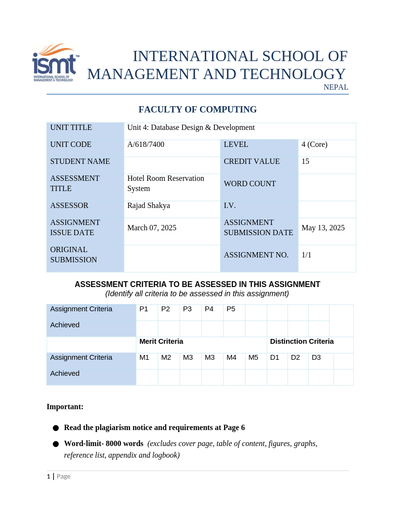 Unit 04 – L4_Database Design & Development – March 07, 2025 – Rajad Shakya Unit 04 – L4_Database Design & Development – March 07, 2025 – Rajad Shakya
