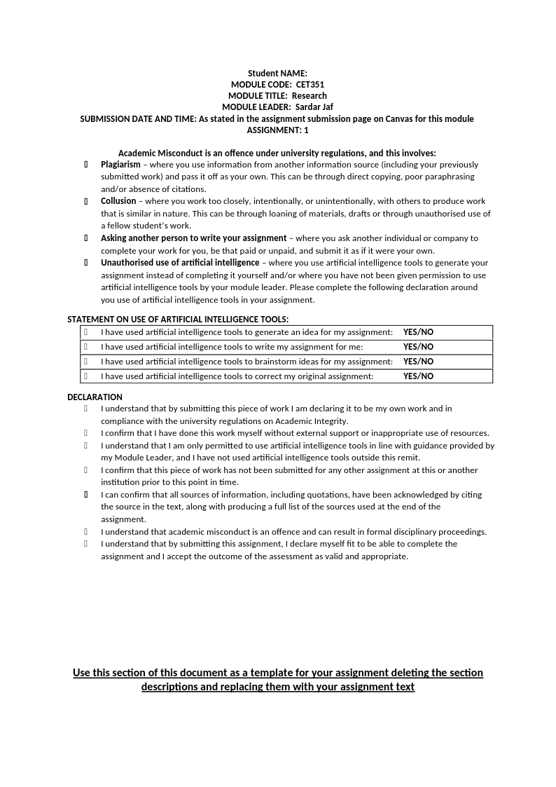 CET351 Assignment 1 Template CET351 Assignment 1 Template