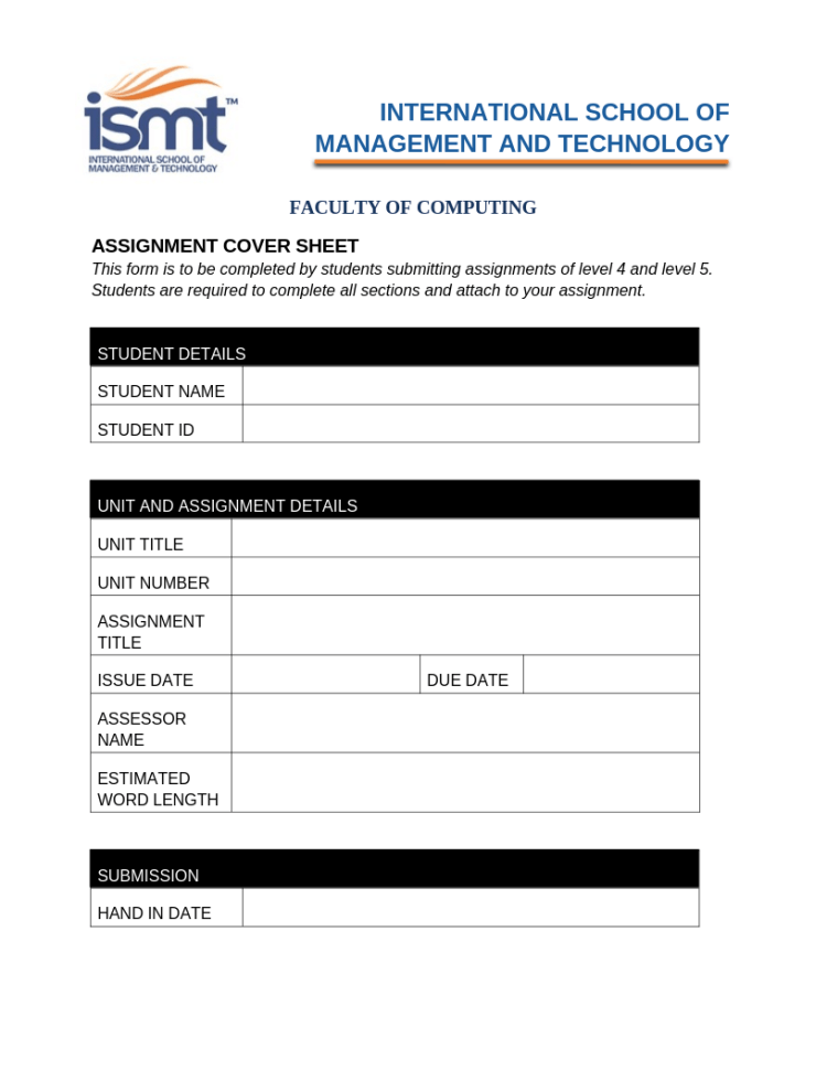 Assignment Cover Sheet – IT Assignment Cover Sheet – IT