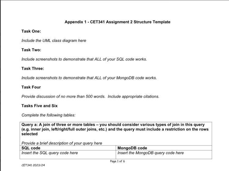CET341 Assignment 2 Structure Template CET341 Assignment 2 Structure Template
