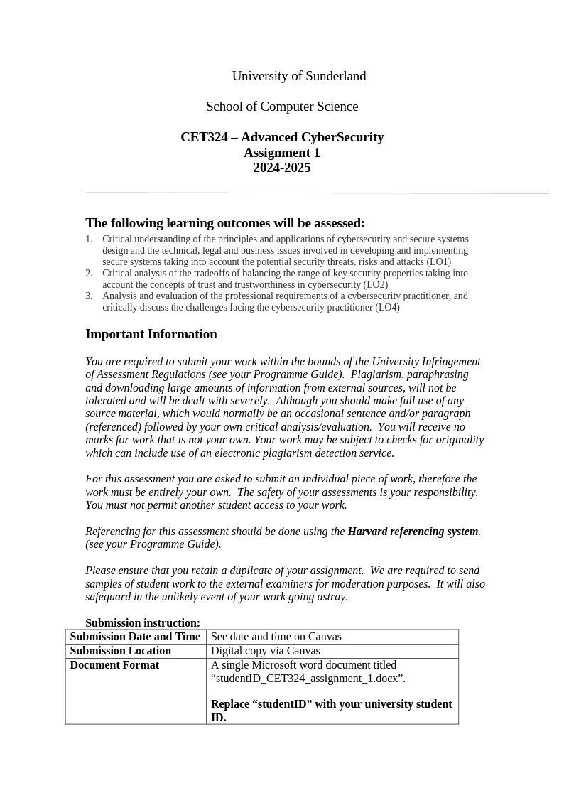 CET324 Assignment 1 brief – 2024-2025 CET324 Assignment 1 brief – 2024-2025