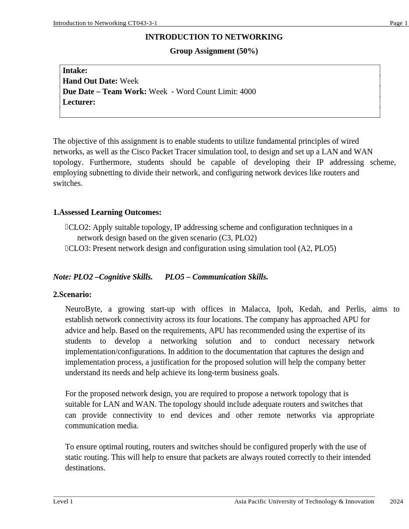 IN Assignment IN Assignment