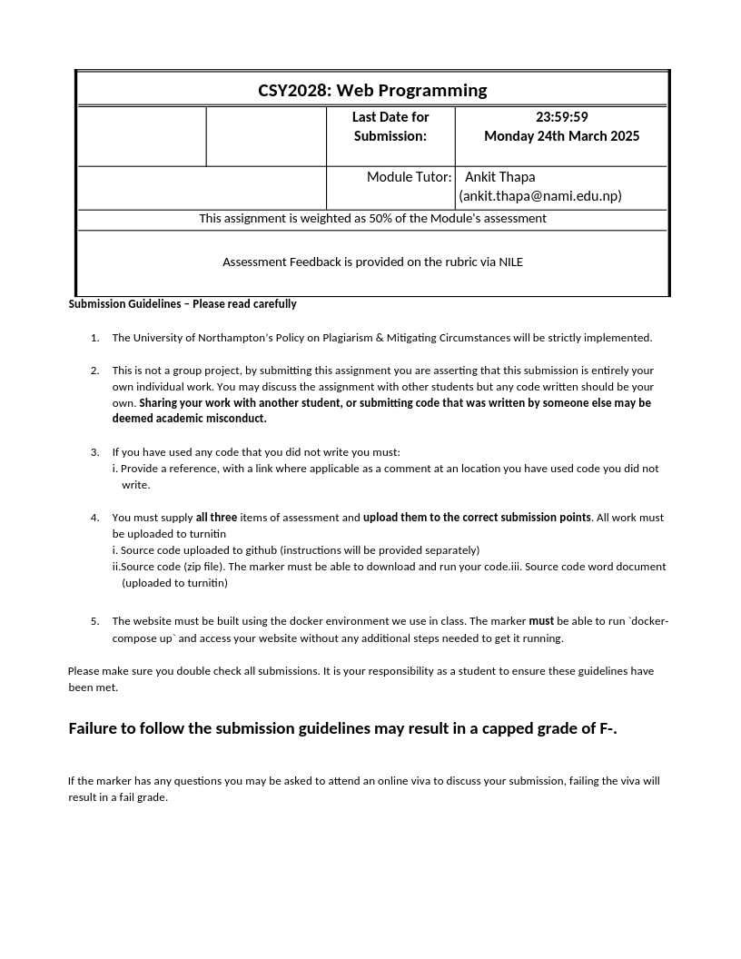 CSY2028 Assignment 1 CSY2028 Assignment 1