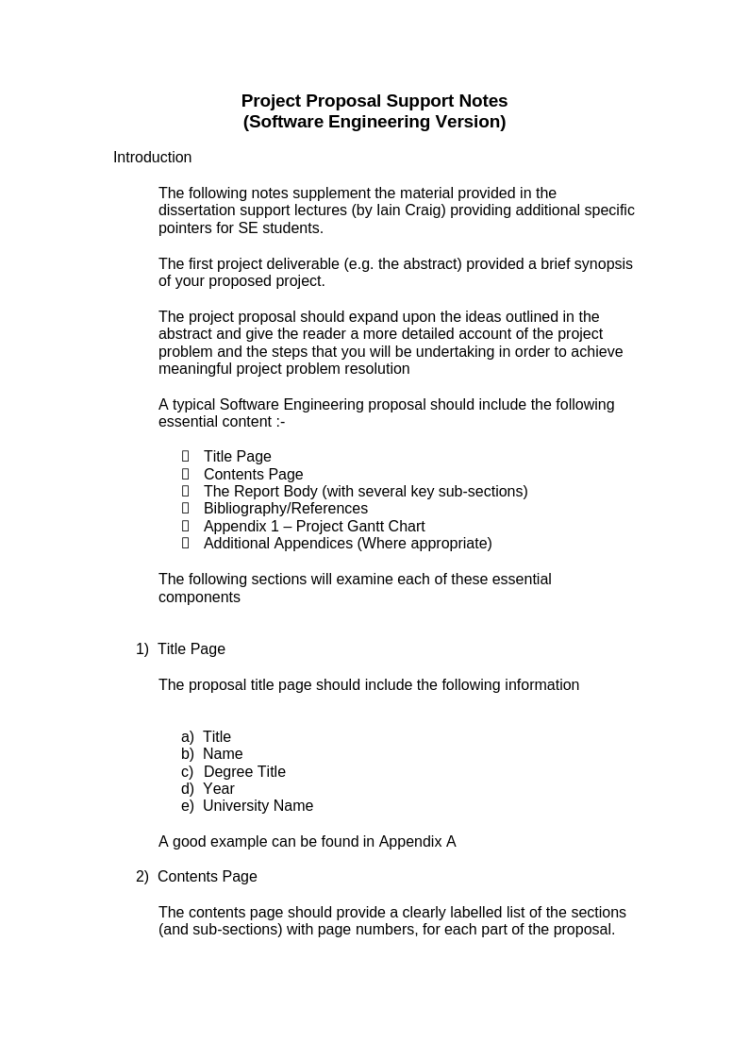 Software Engineering Project Proposal Support Notes 2009-10 V1.0 Software Engineering Project Proposal Support Notes 2009-10 V1.0