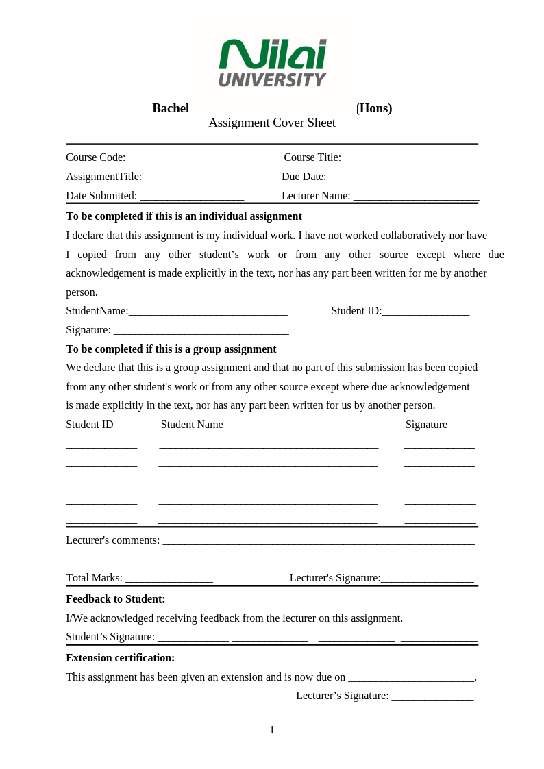 Assignment Cover page- for EC Subjects 1 Assignment Cover page- for EC Subjects 1