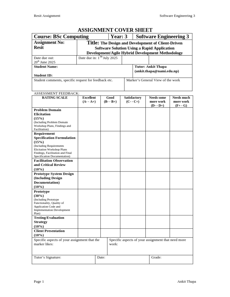 CSY3013 SE3 Resit Brief Assignment 1- 24-25 CSY3013 SE3 Resit Brief Assignment 1- 24-25
