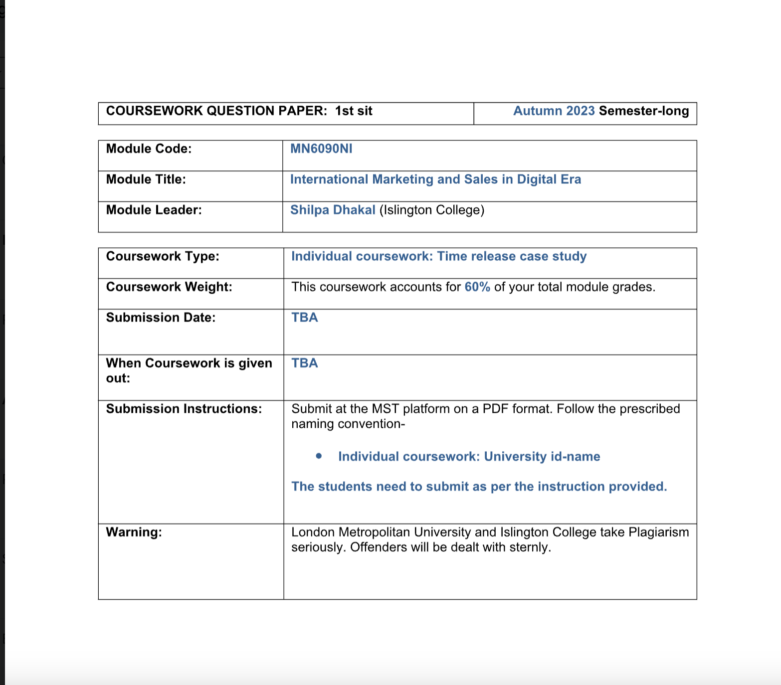 MN6090NI International Marketing and Sales in Digital Era Islington College MN6090NI International Marketing and Sales in Digital Era Islington College