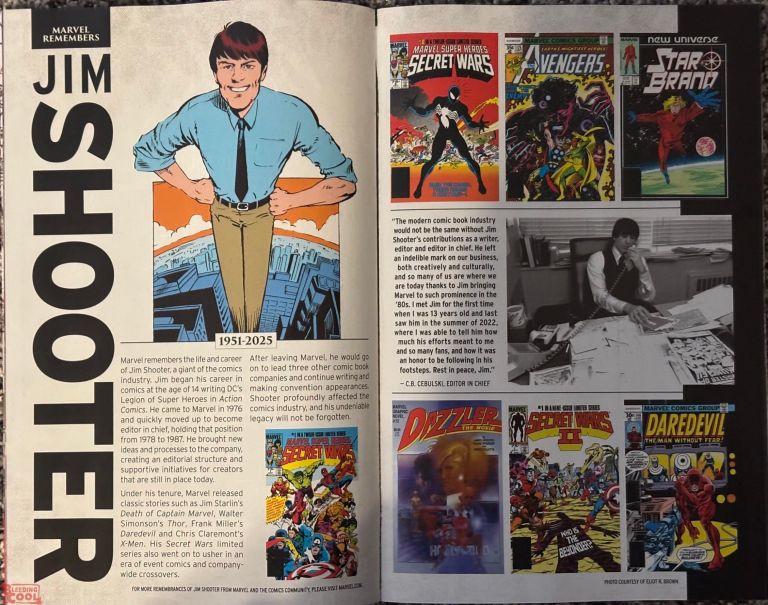 Marvel Comics’ Memorial Pages For Jim Shooter, This Week Marvel Comics’ Memorial Pages For Jim Shooter, This Week