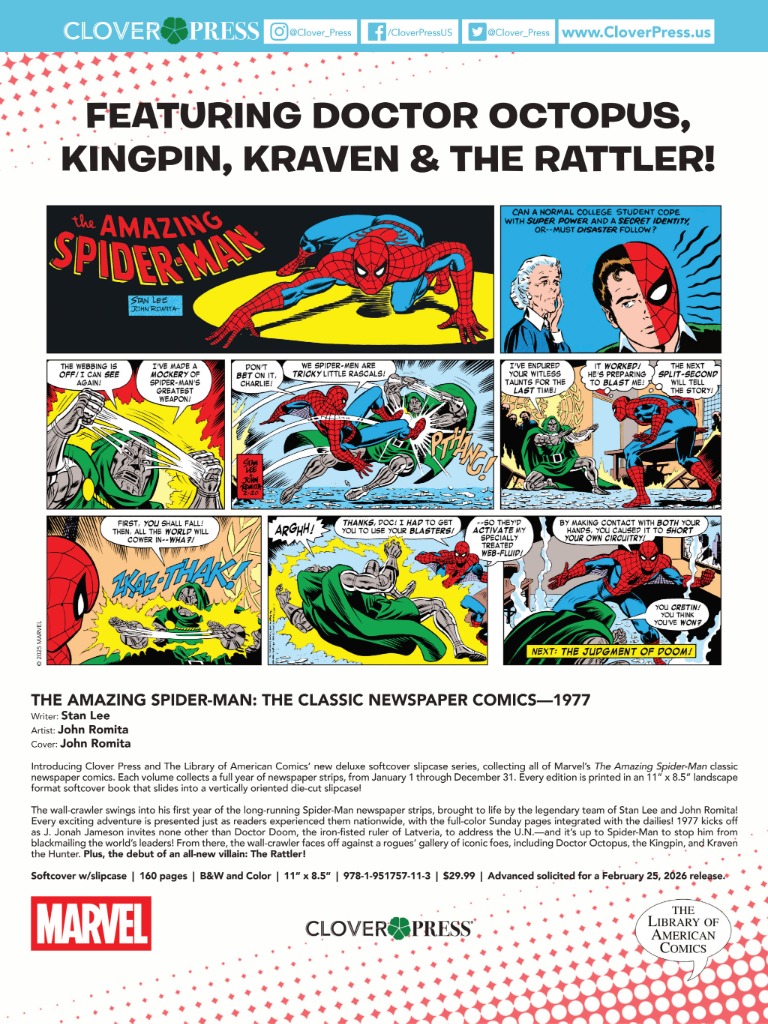 1977 Spider-Man Strip In Clover Press’ January 2026 Full Solicits 1977 Spider-Man Strip In Clover Press’ January 2026 Full Solicits