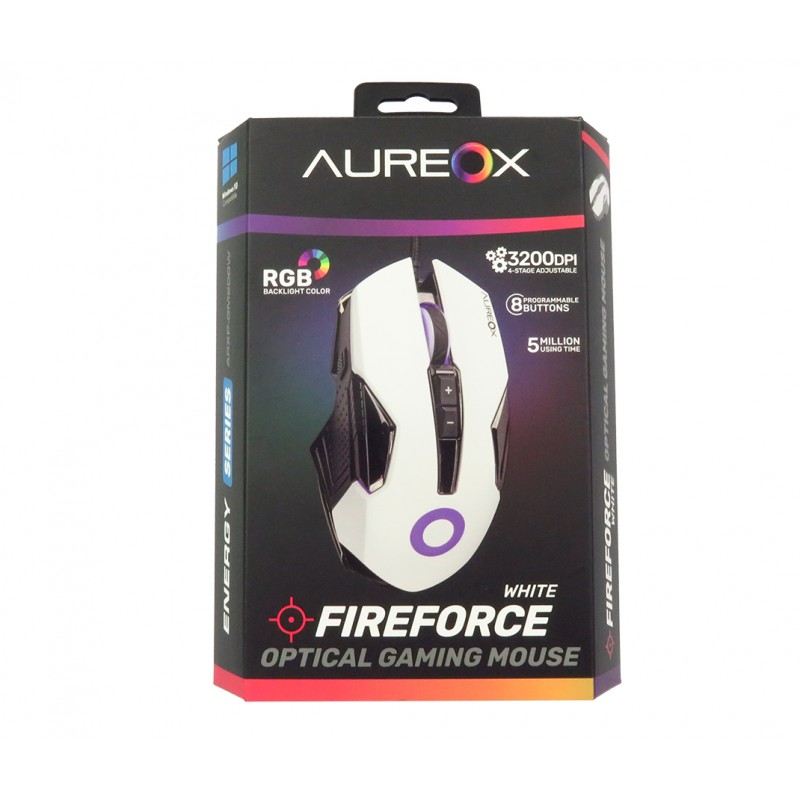 MOUSE AUREOX FIREFORCE WHITE GAMING GM200W MOUSE AUREOX FIREFORCE WHITE GAMING GM200W