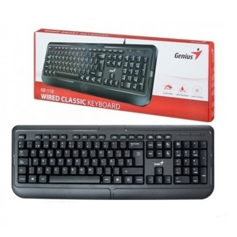 TECLADO USB GENIUS RS2 KB-118 II BLACK TECLADO USB GENIUS RS2 KB-118 II BLACK