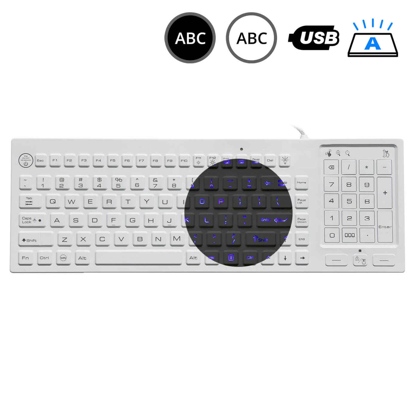 SK318BL - silikonová klávesnice s touchpadem, CZ