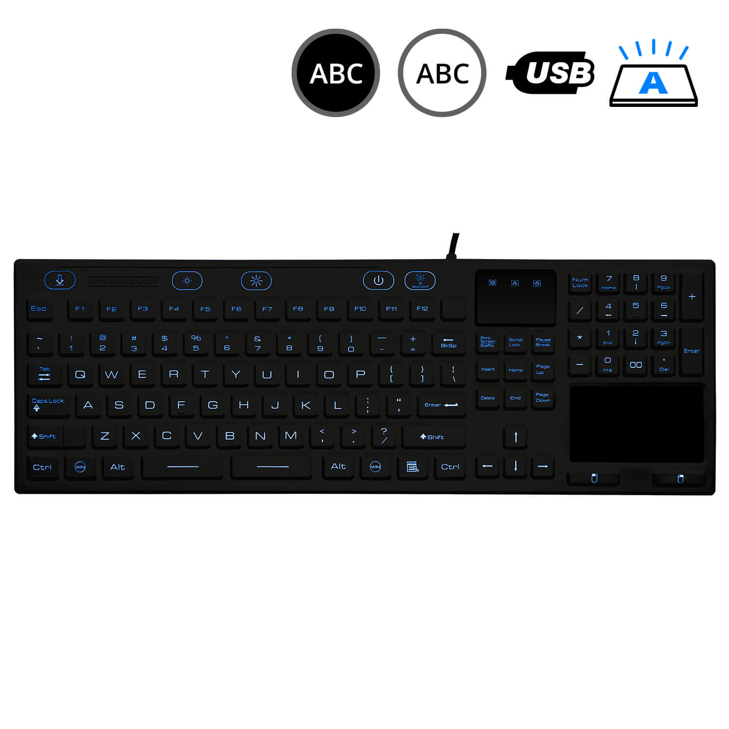 SK314-BL - silikonová klávesnice s touchpadem CZ