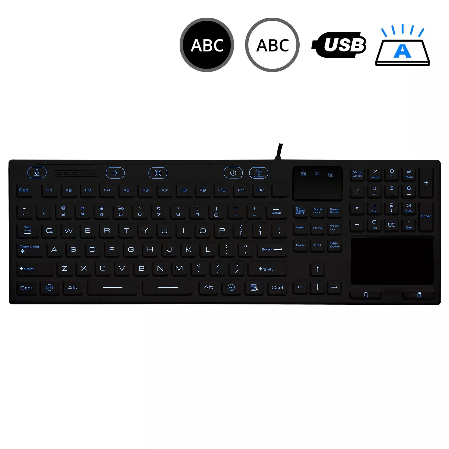 SK314-BL - silikonová klávesnice s touchpadem CZ