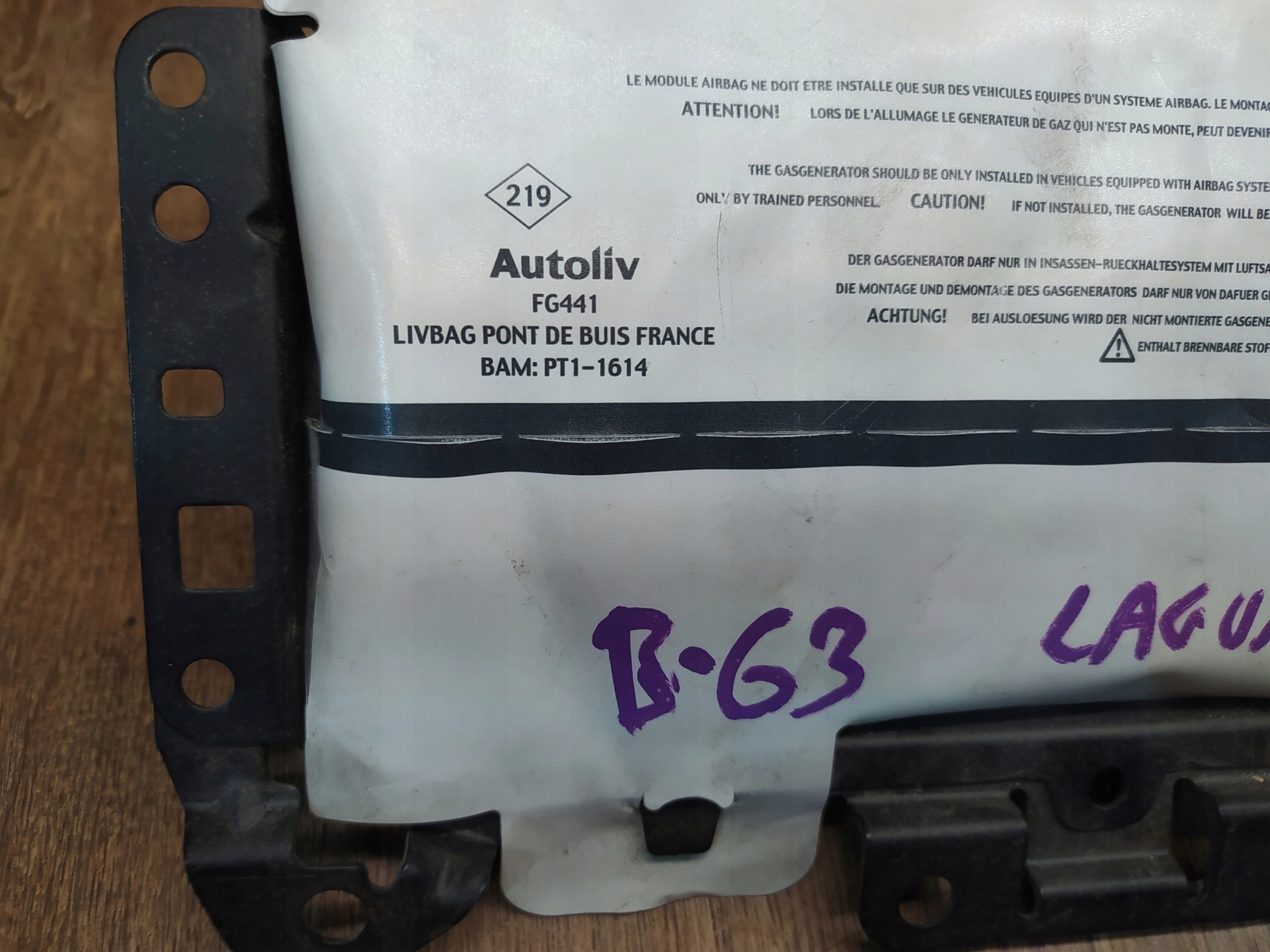 RENAULT LAGUNA III 3 AIRBAG SPOLUJAZDCA 985258772r
