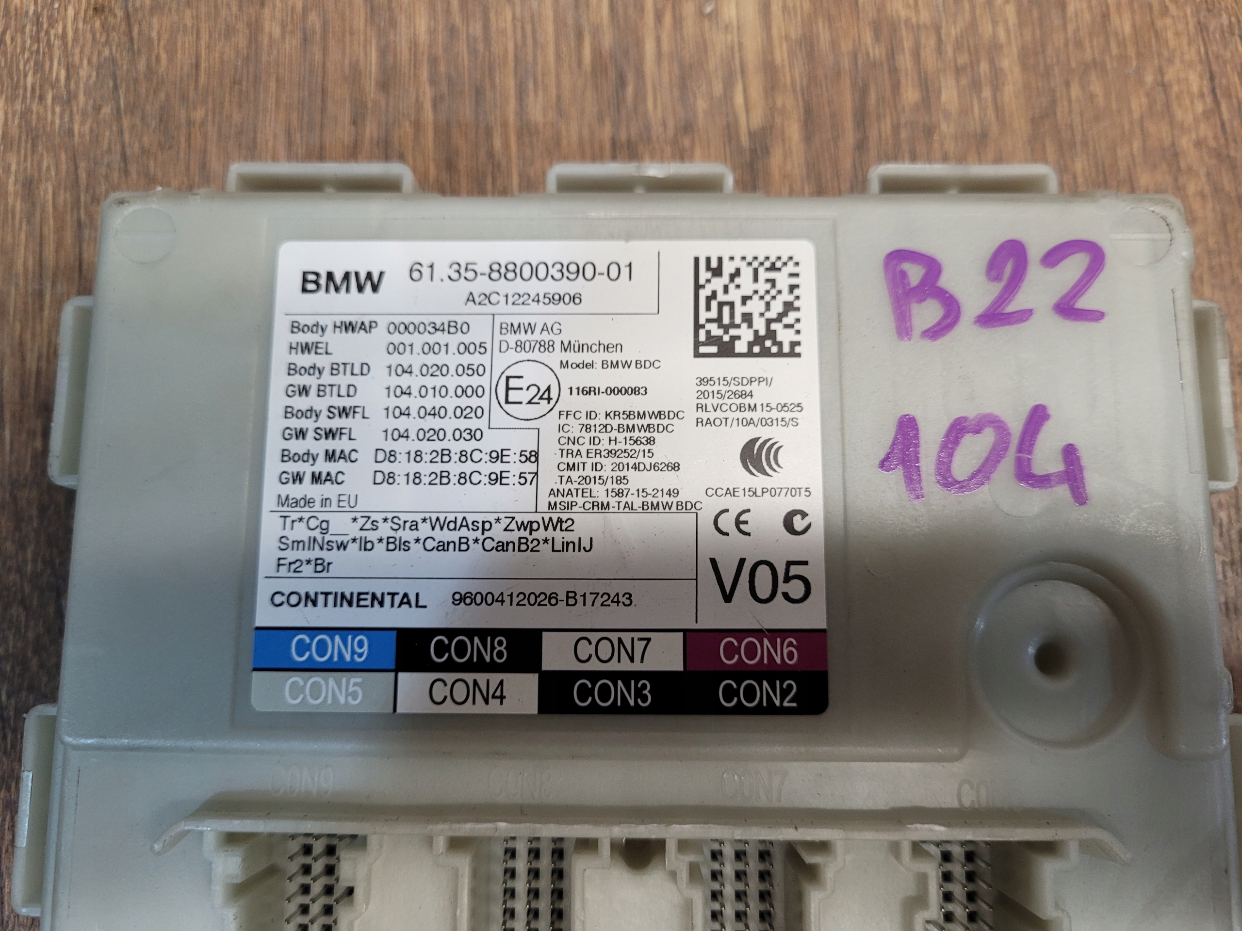 BMW 5 G30 8800390 MODUL FEM