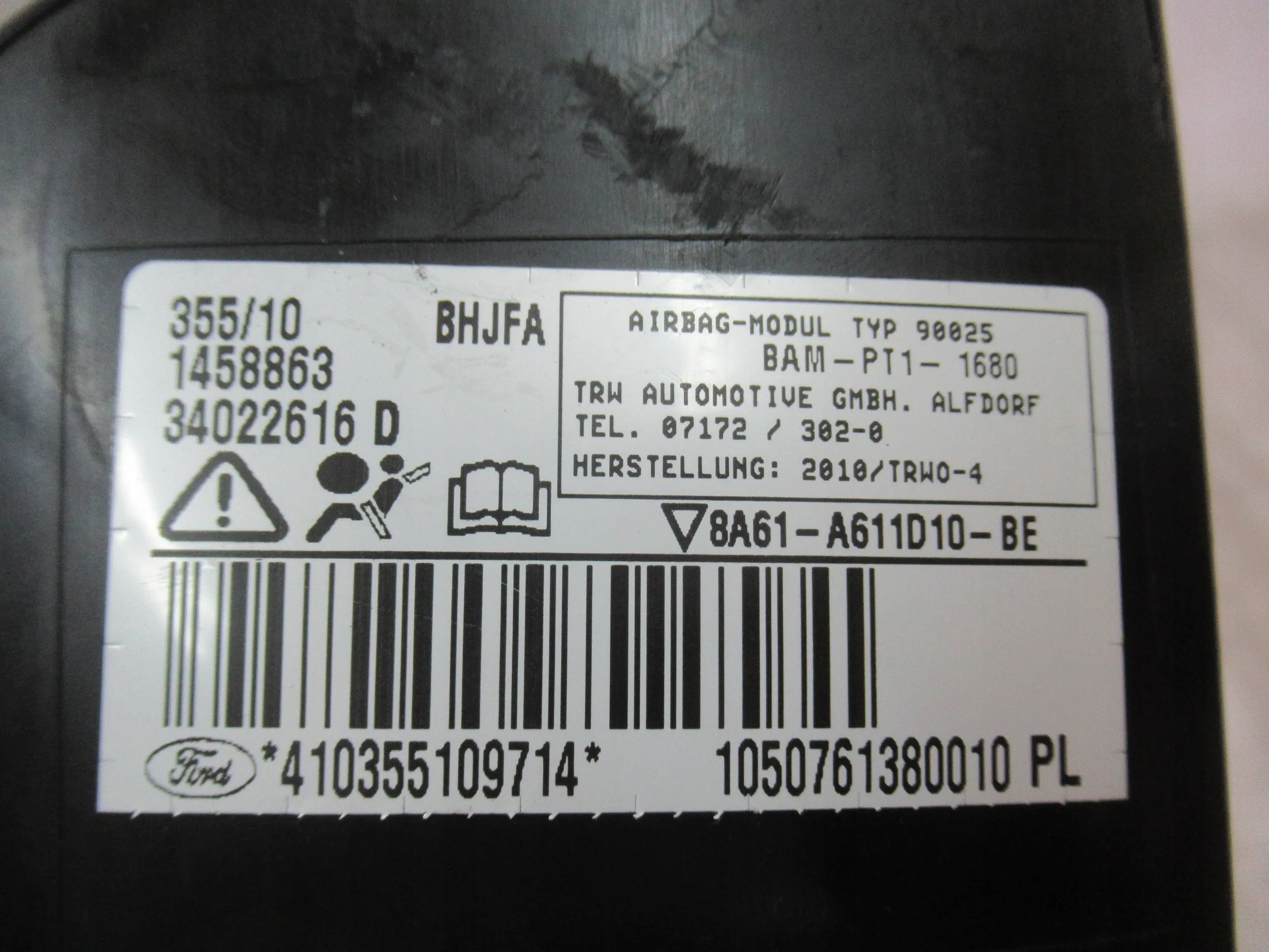 PRAVÝ AIRBAG SEDAČKY FORD FIESTA MK7