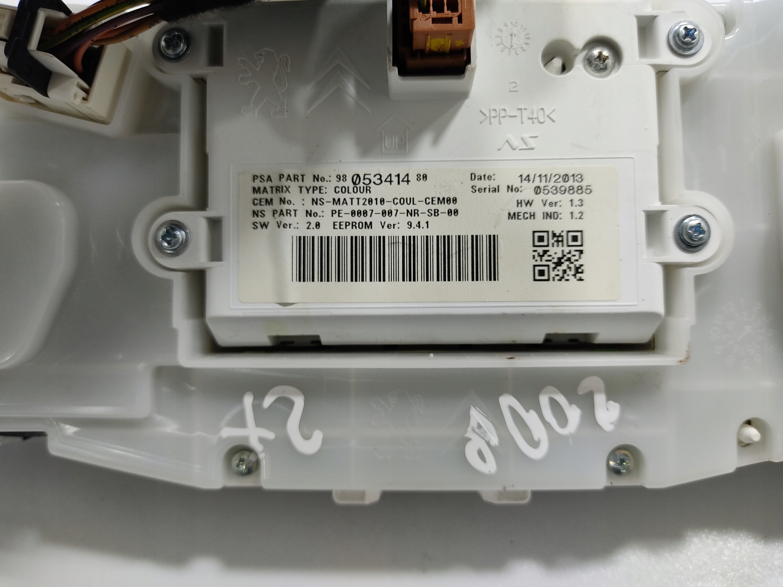 TACHOMETER BUDIKY PEUGEOT 2008 I 1.6 E-HDI 9805341480 9805396580 2013-2019 EUROPA