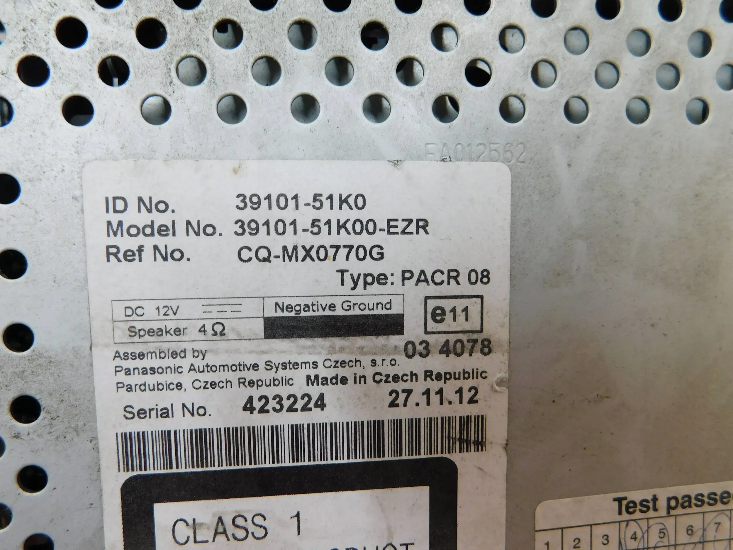 RADIO SUZUKI SPLASH 39101-51K0