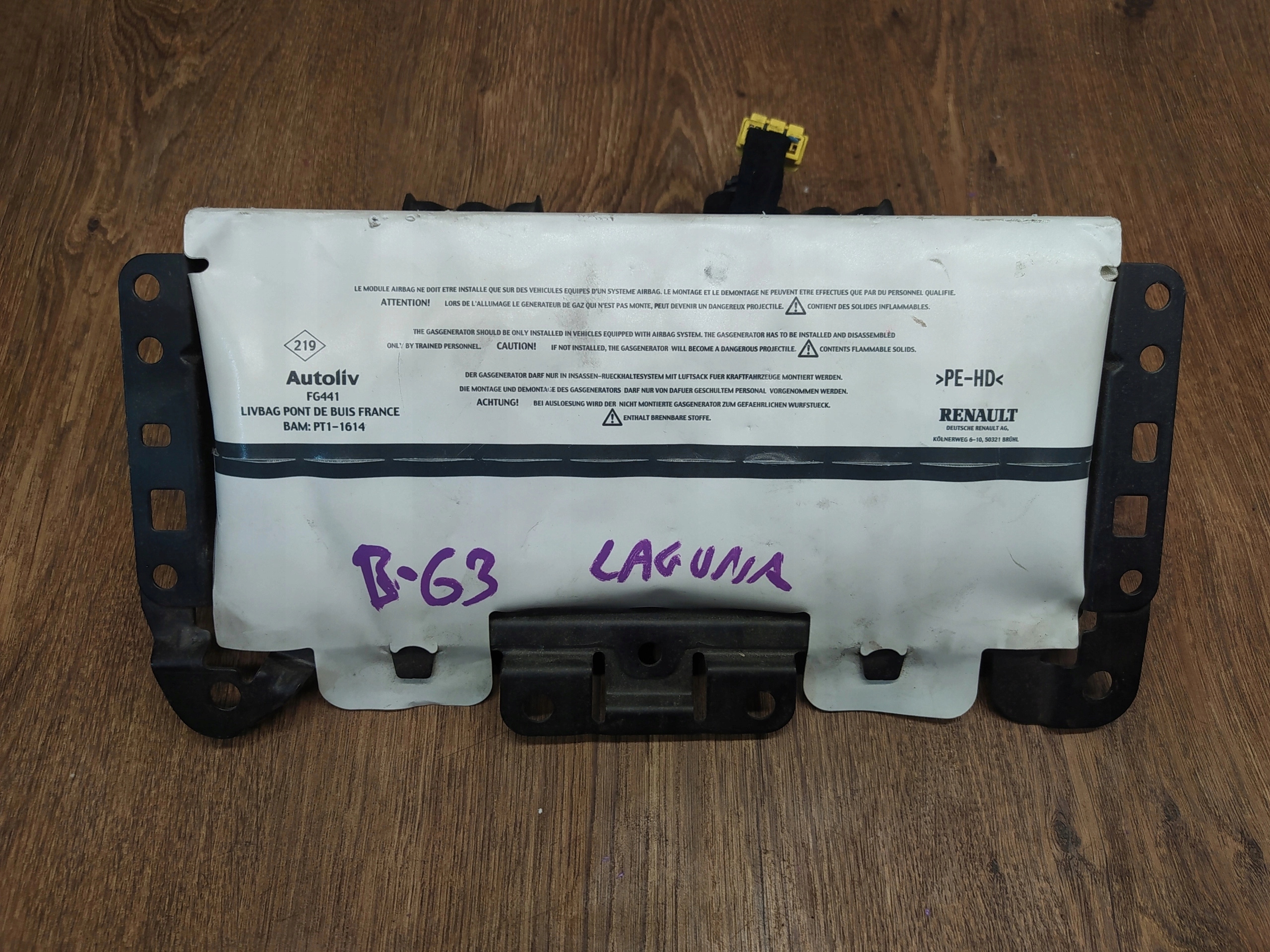 RENAULT LAGUNA III 3 AIRBAG SPOLUJAZDCA 985258772r
