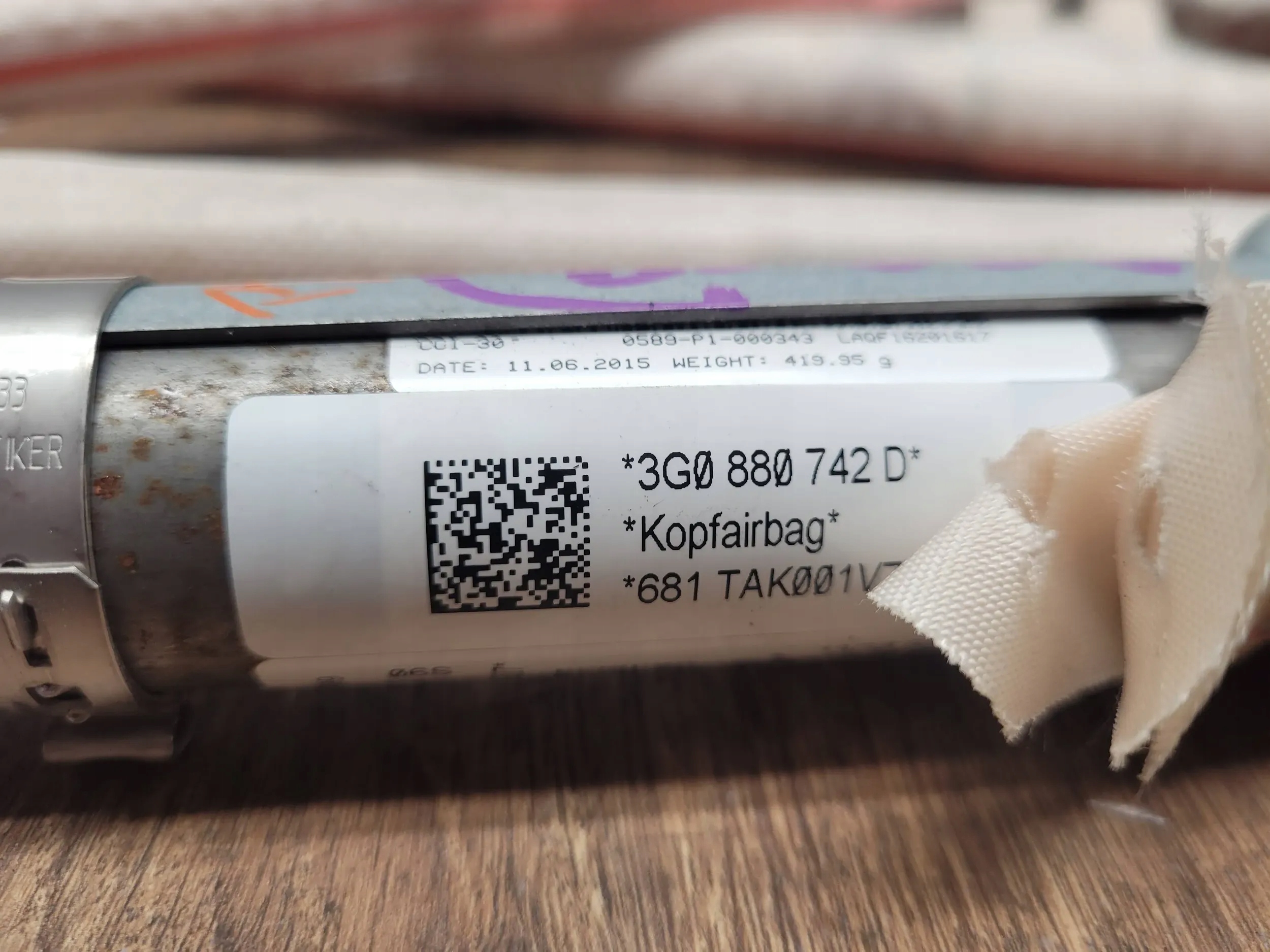 Volkswagen PASSAT B8 KOMBI 3G0880742D PRAVY STROPNY AIRBAG