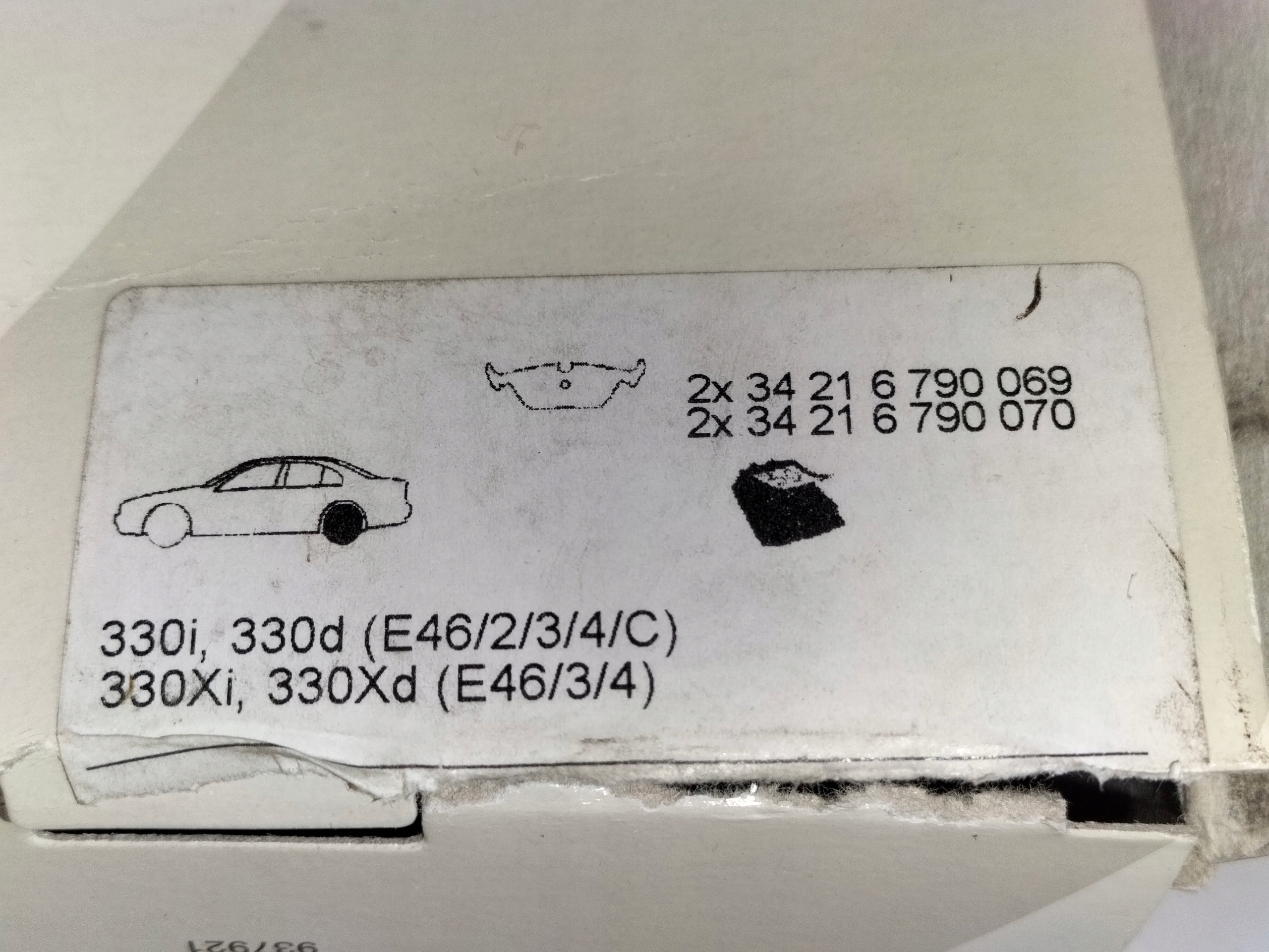 BRZDOVE PLATNICKY  ZAD BMW 3 E46 98- 3.0D BMW X3 E83 04- 2.0D 3.0D