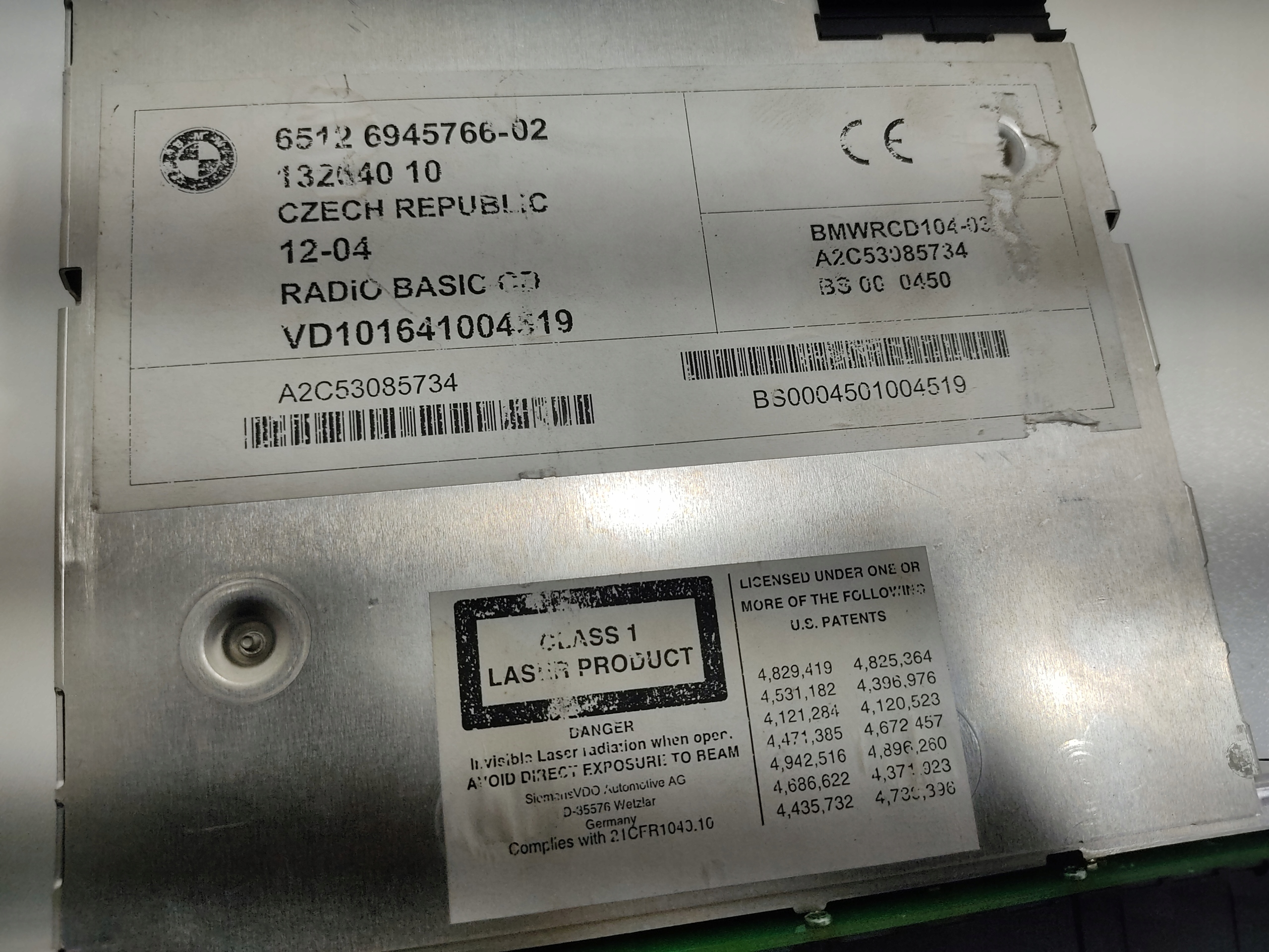 CD RADIO BMW X3 E83 6945766 2003-2006 EU