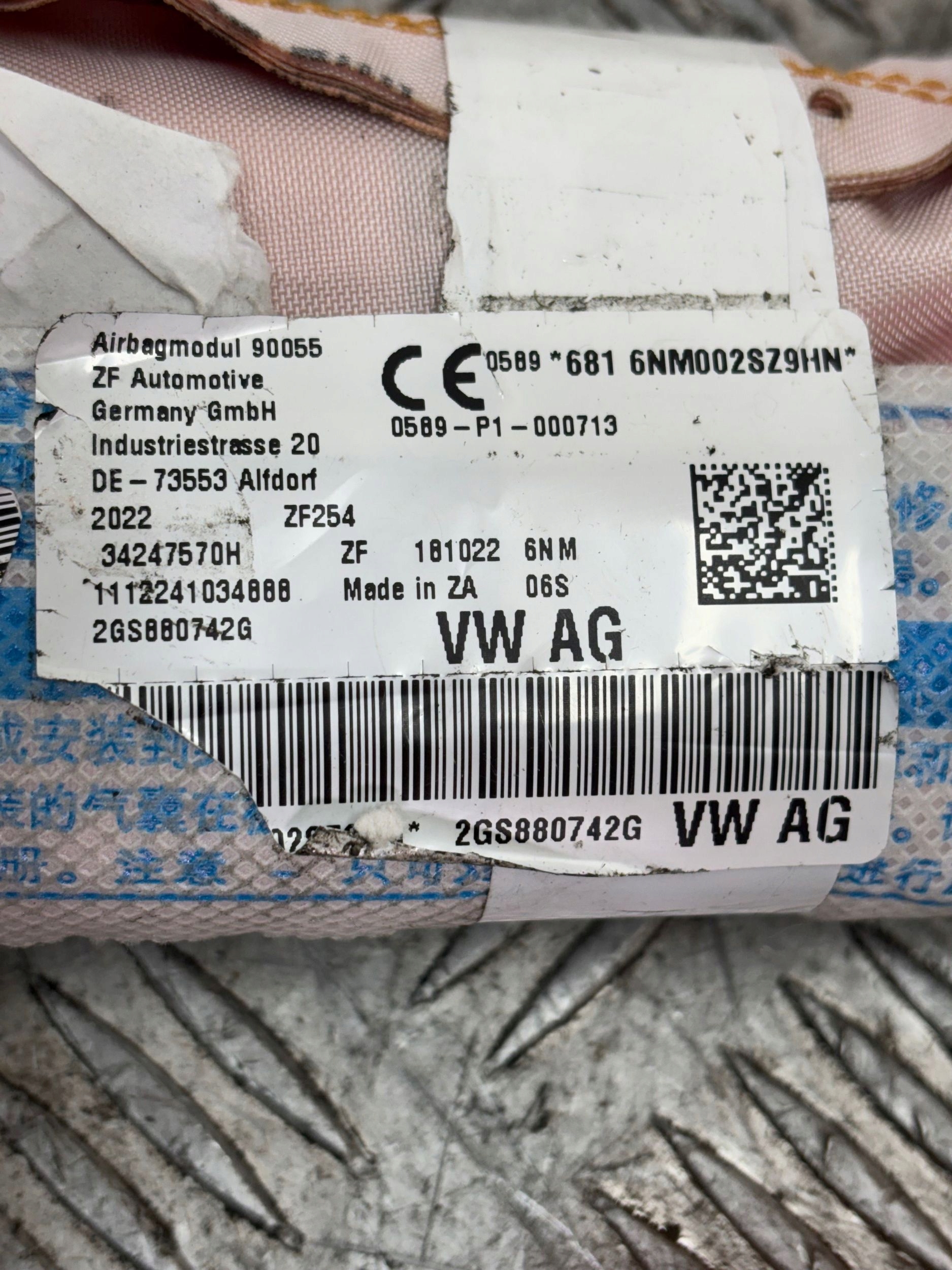 LAVY STROPNY AIRBAG VW POLO 2G 2G4880741G