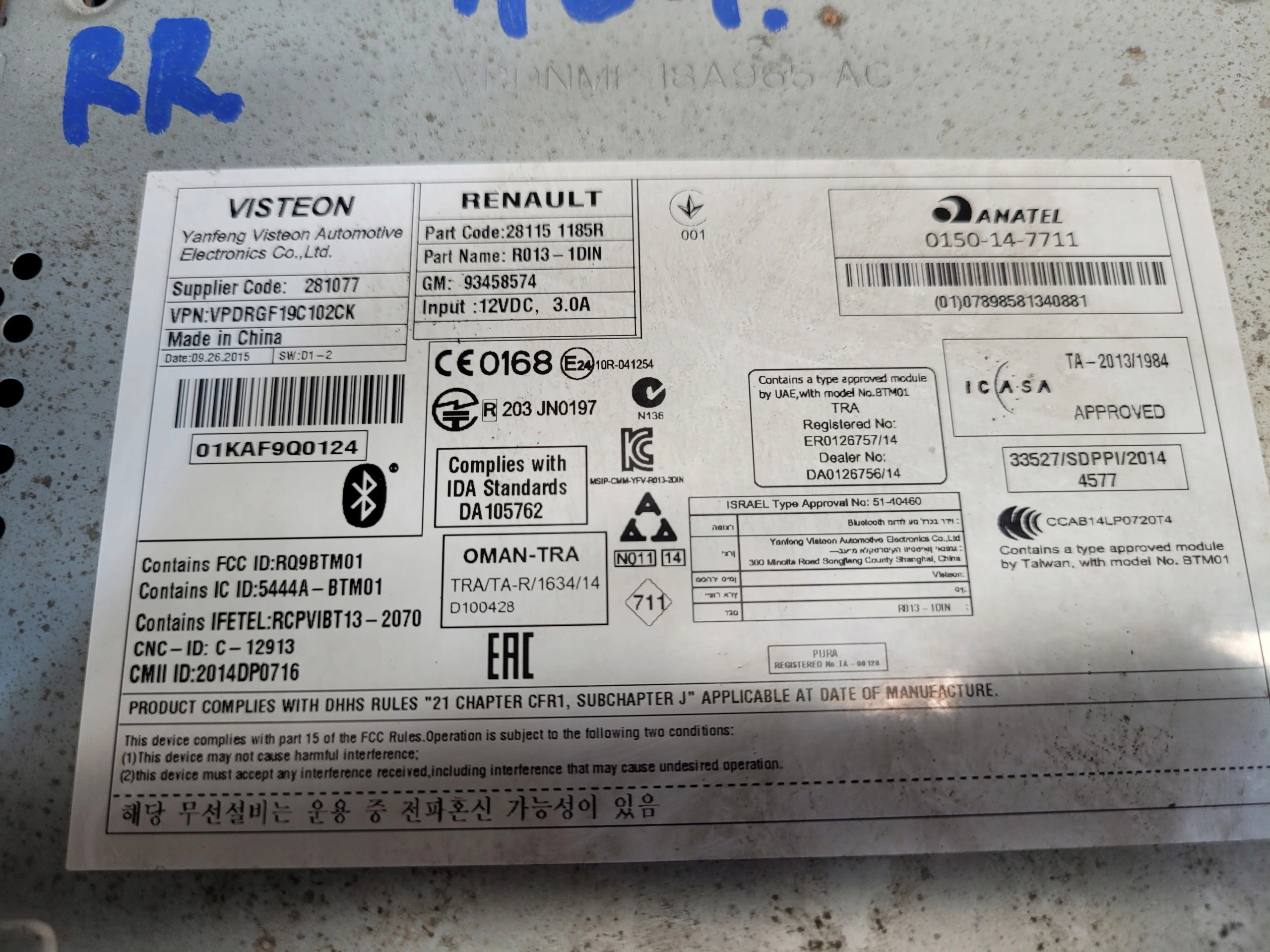 AUTORÁDIO USB ORIGINAL Renault MasterIII Movano B 281151185R R013-1DIN