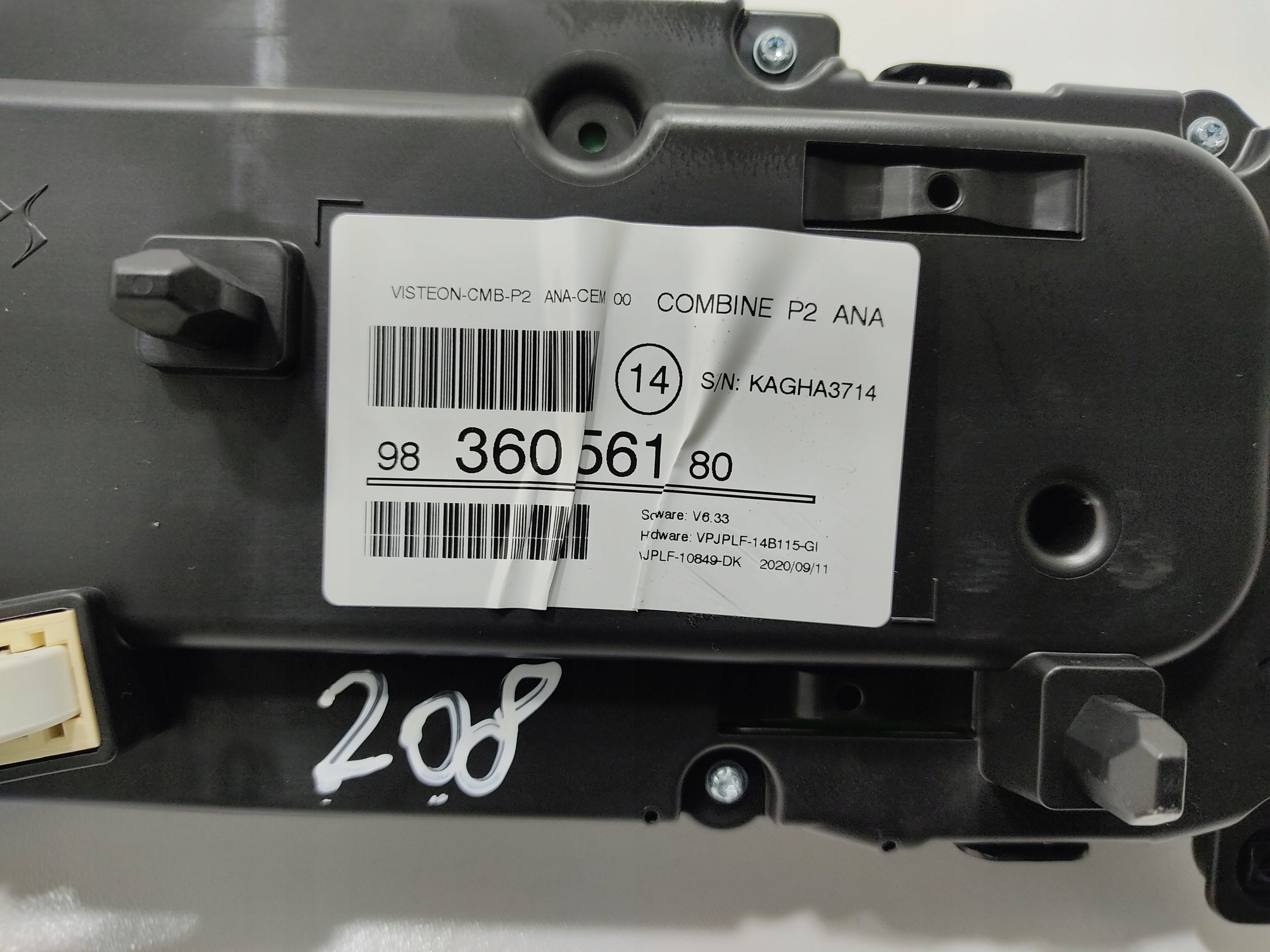 TACHOMETER BUDIKY PEUGEOT 208 II 1.2 VTI 983606180 EUROPA