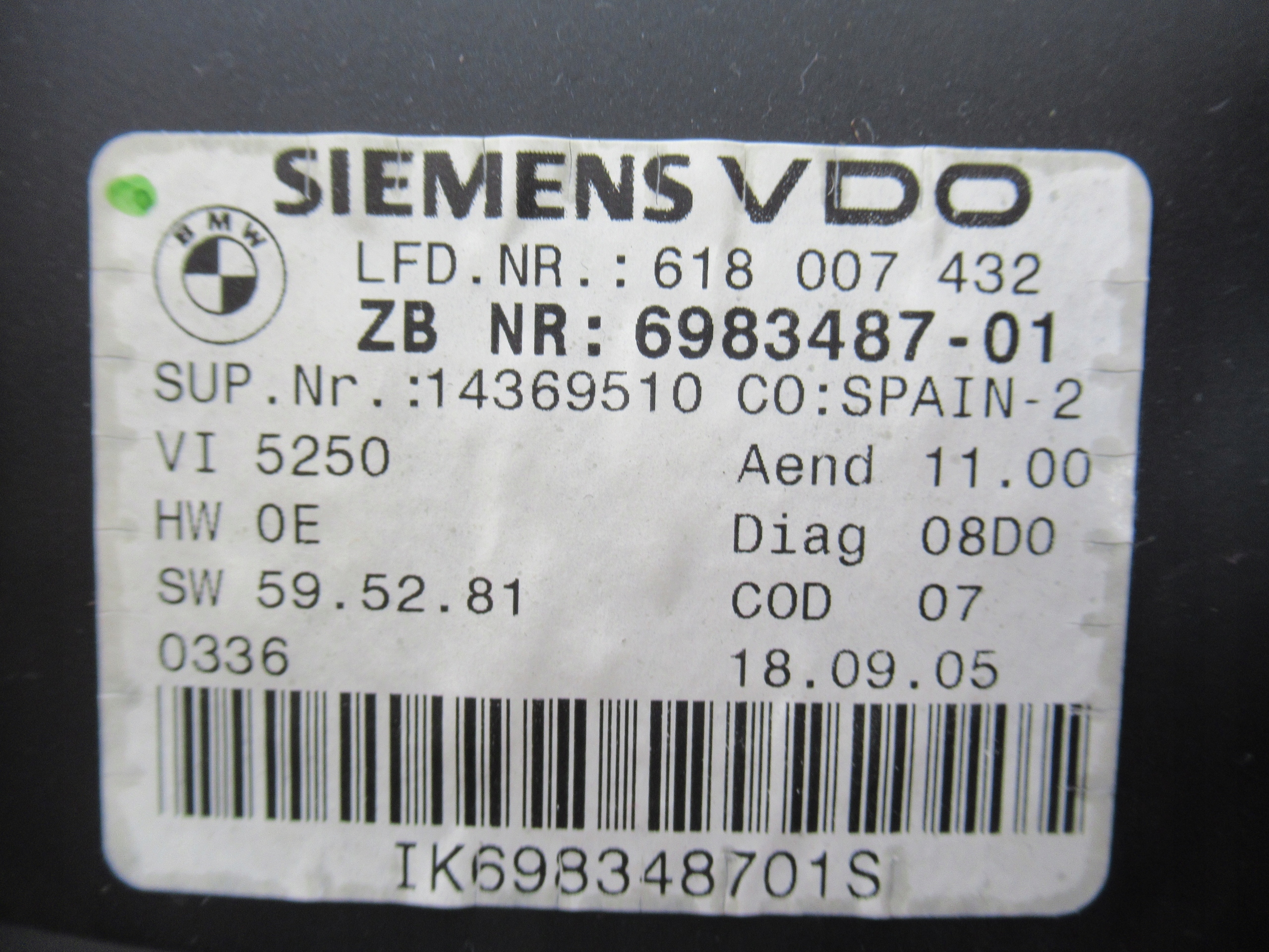 TACHOMETER BUDIKY 6983487-01 BMW 3 E90 E91 2.0 D