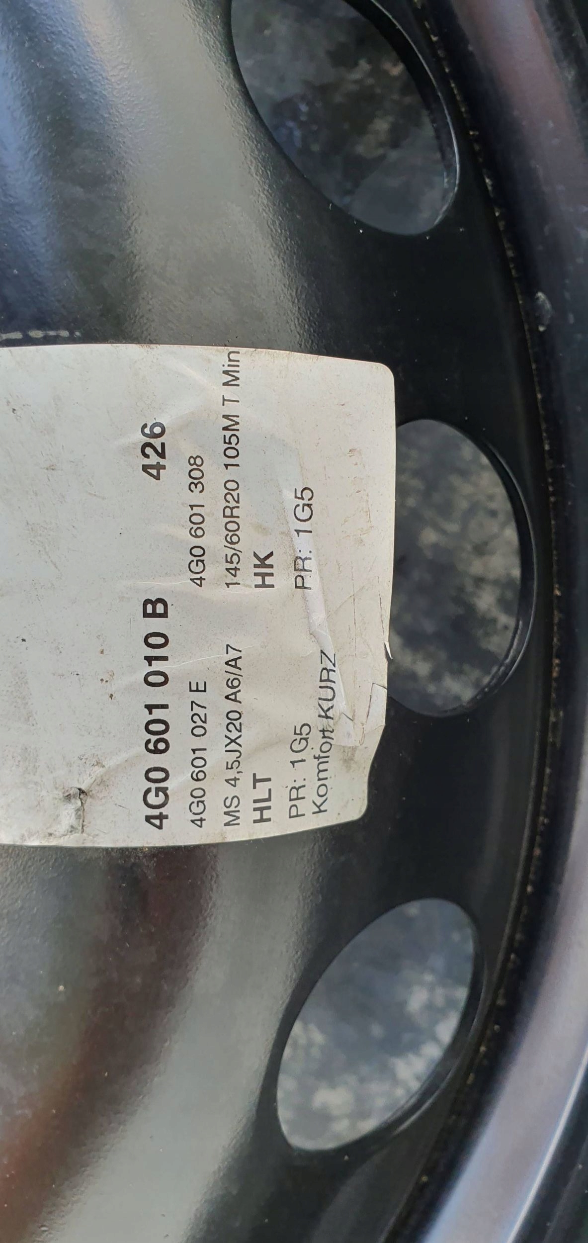 Audi A6 C7 4G0601010B REZERVA DOJAZDOVE KOLESO R20