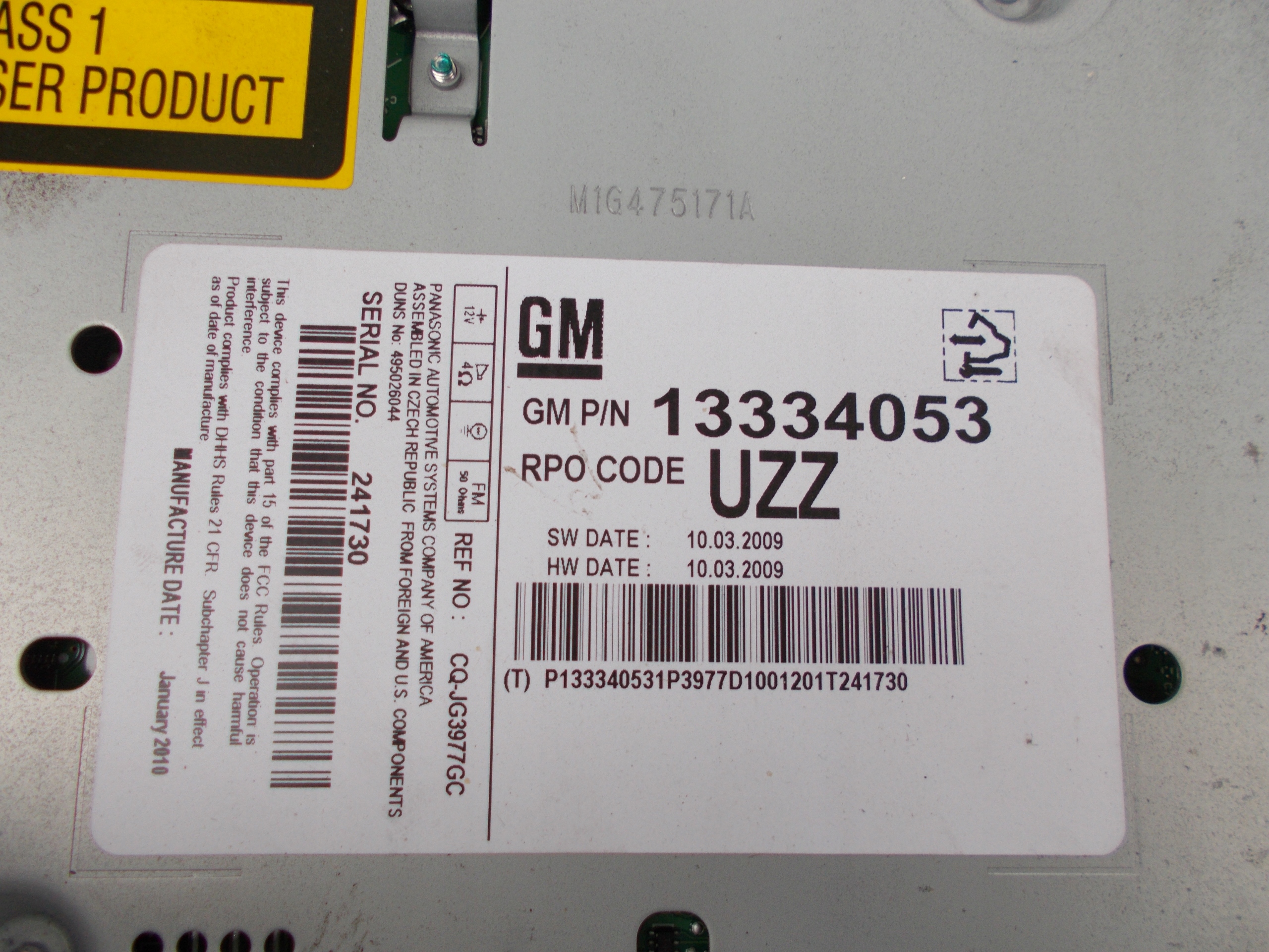 RADIO OPEL ASTRA 4 J IV 13334053