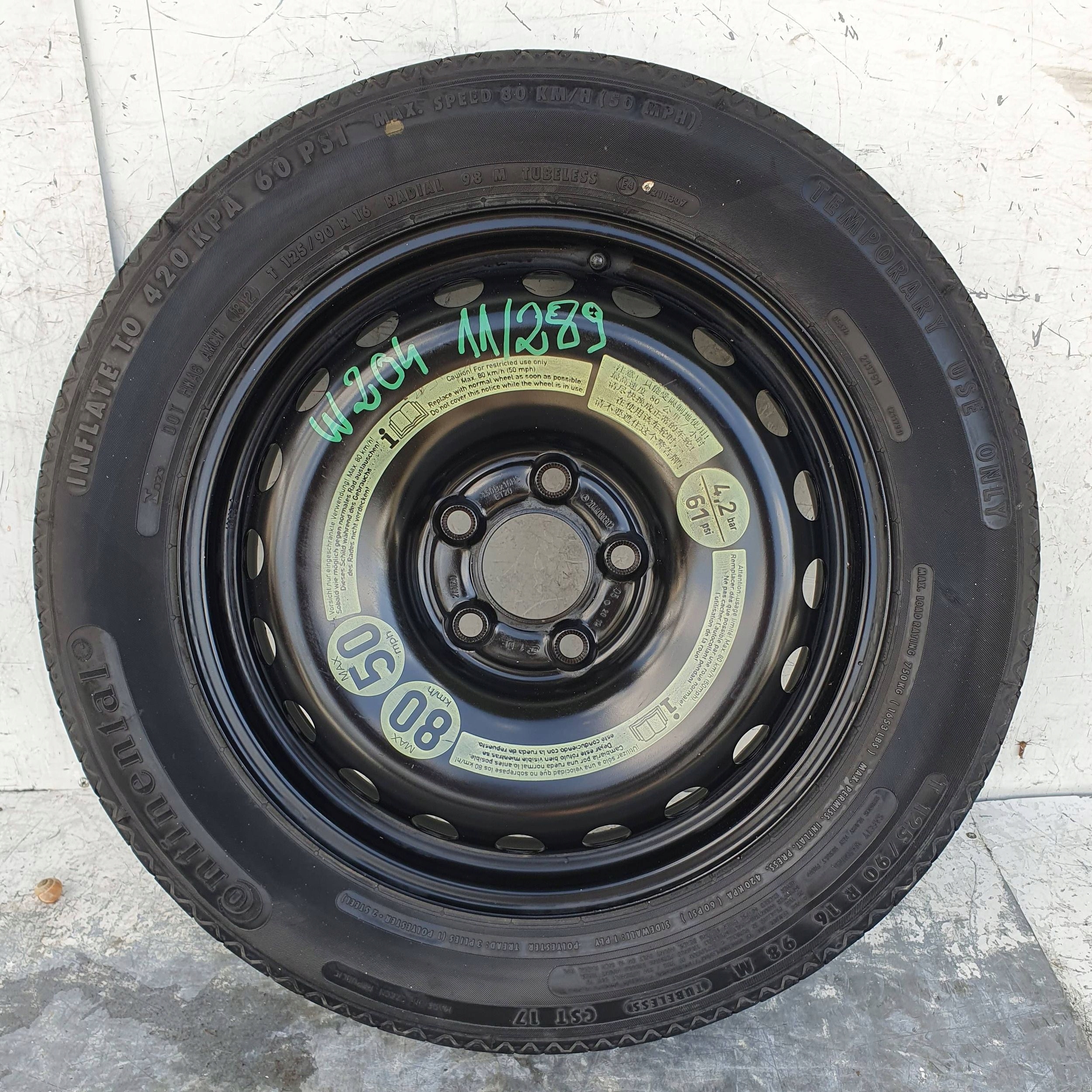 MERCEDES C W204 2044000302 REZERVA DOJAZDOVE KOLESO R16