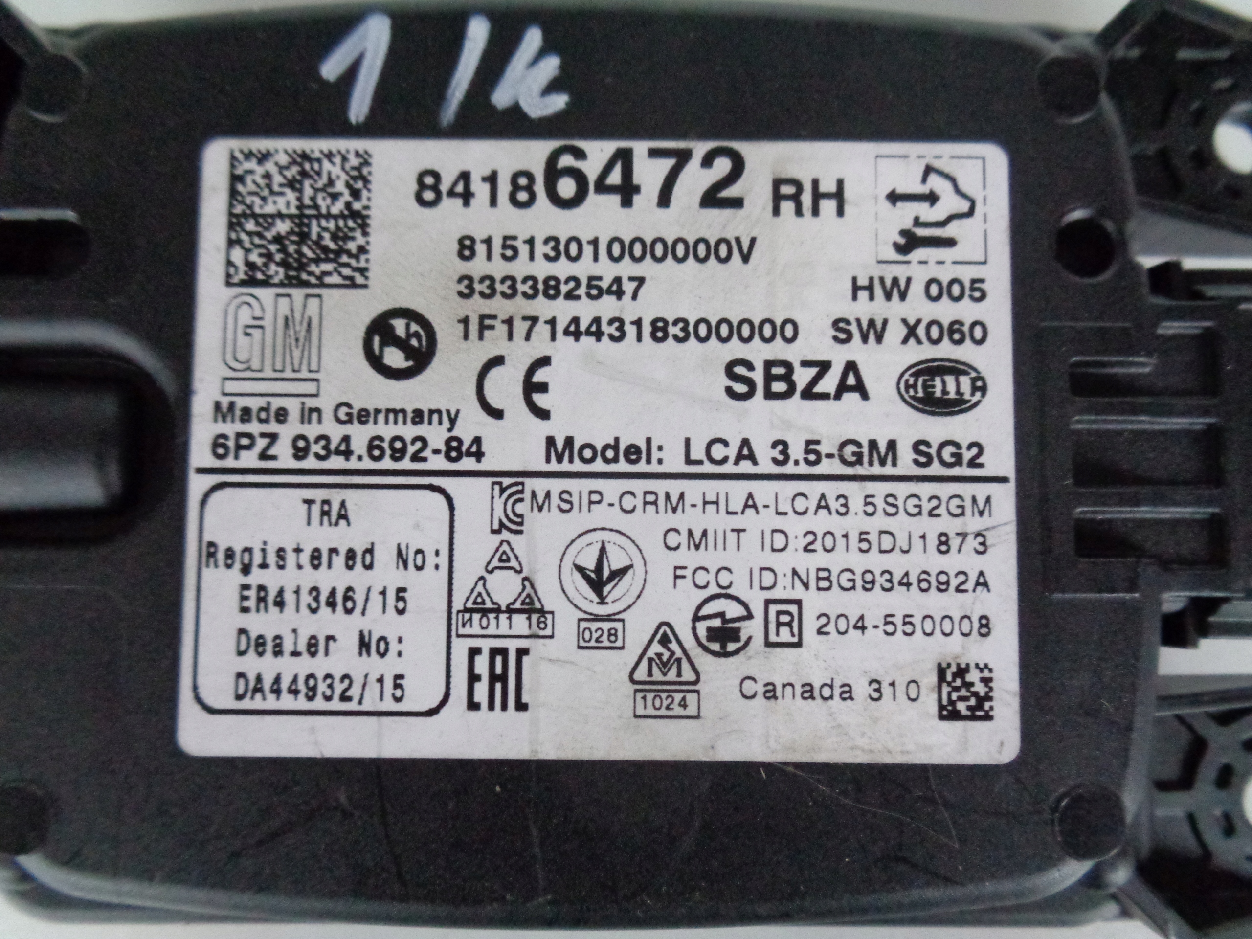 SENZOR ČIDLO MŔTVEHO POĽA PRAVÝ ZADNÝ OPEL INSIGNIA B