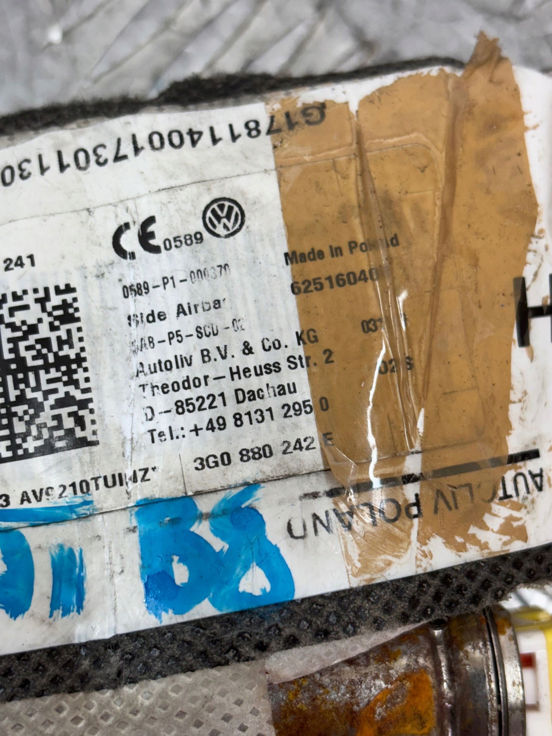 AIRBAG PRAVEJ PREDNEJ SEDACKY VW PASSAT  B8 3G0880242E