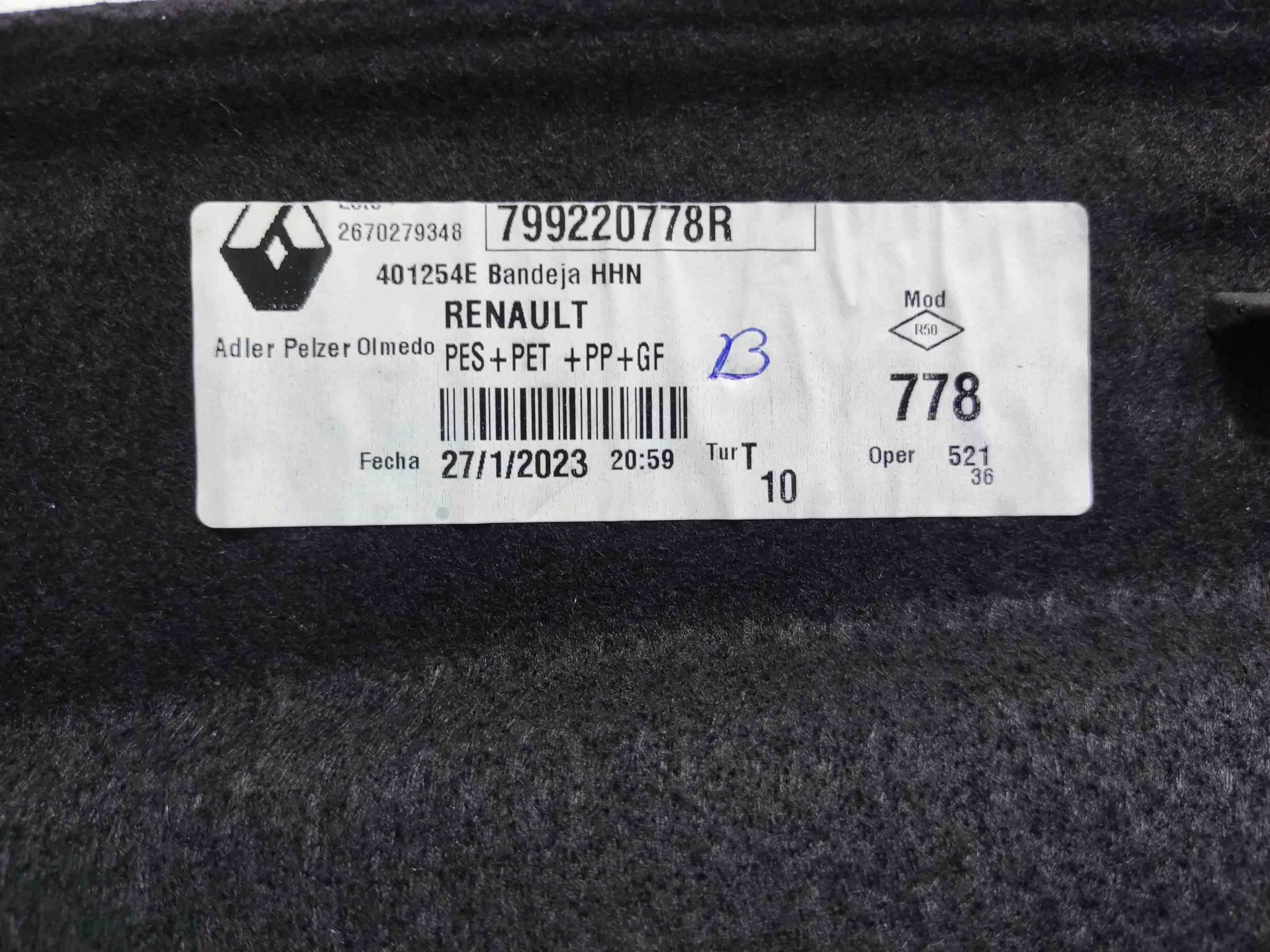 KUFROVÉ PLATÓ RENAULT AUSTRAL 2022-2025 799220778R