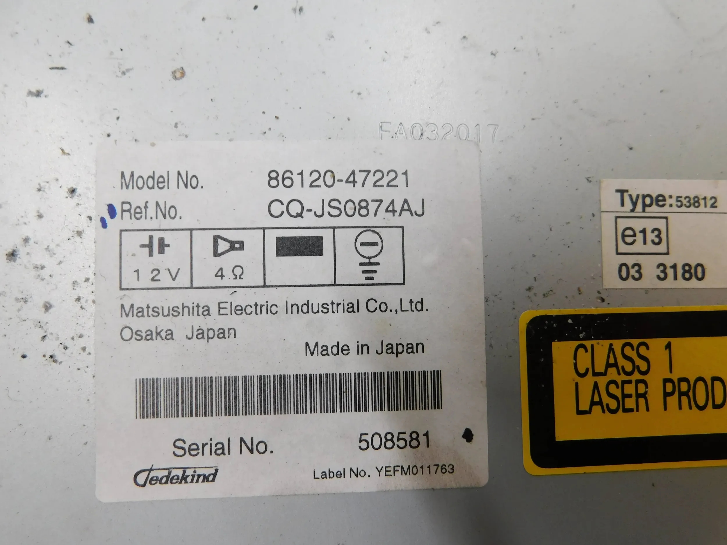 RADIO TOYOTA PRIUS II 86120-47221