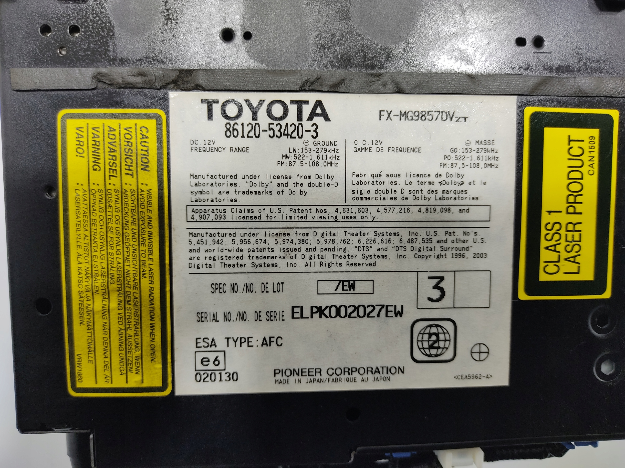 AUTORÁDIO LEXUS IS II 86120-53420 86120-53420-3 86120-53420 2005-2009