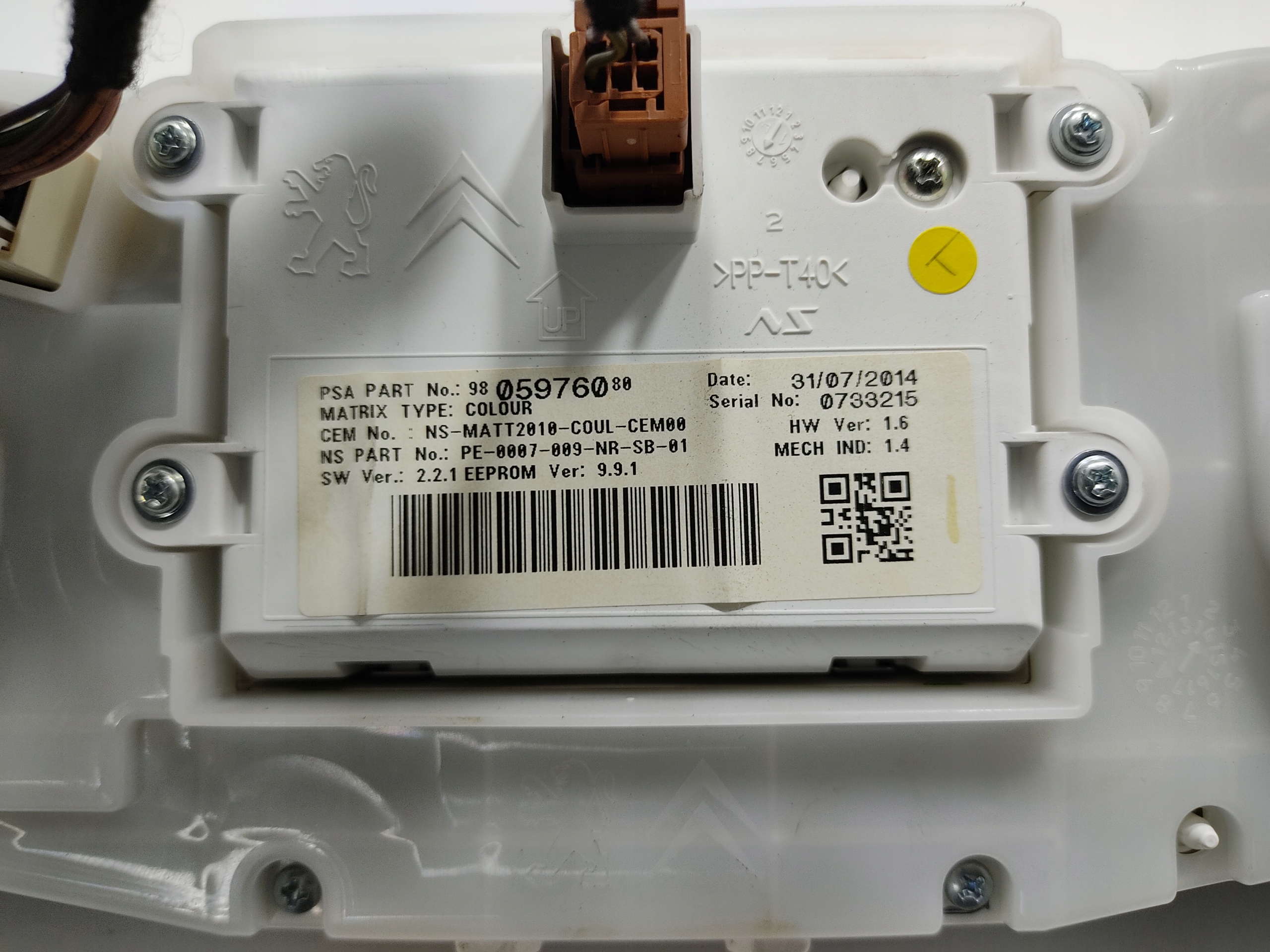 TACHOMETER BUDIKY PEUGEOT 208 I 1.0 VTI 9805969580 2012-2019 EUROPA