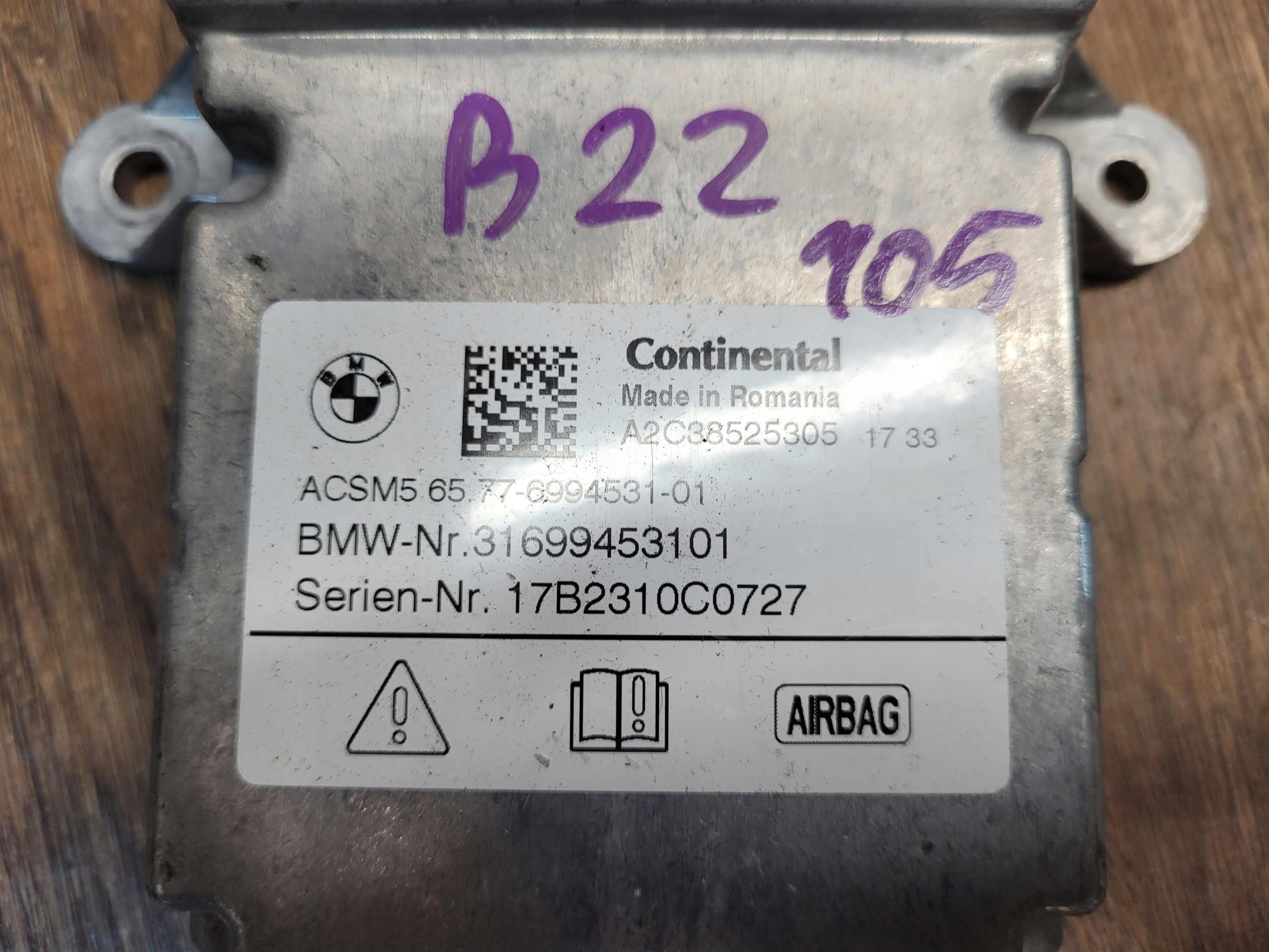 BMW 5 G30 6994531 RIADIACA JEDNOTKA AIRBAGOV